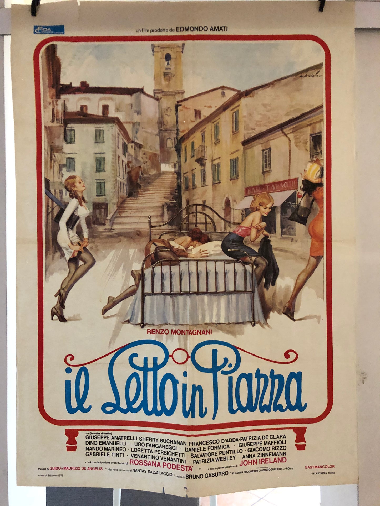 Manifesto Cinema Originale Il Letto In Piazza Film, Anno 1976, Locandina Misure 140x100