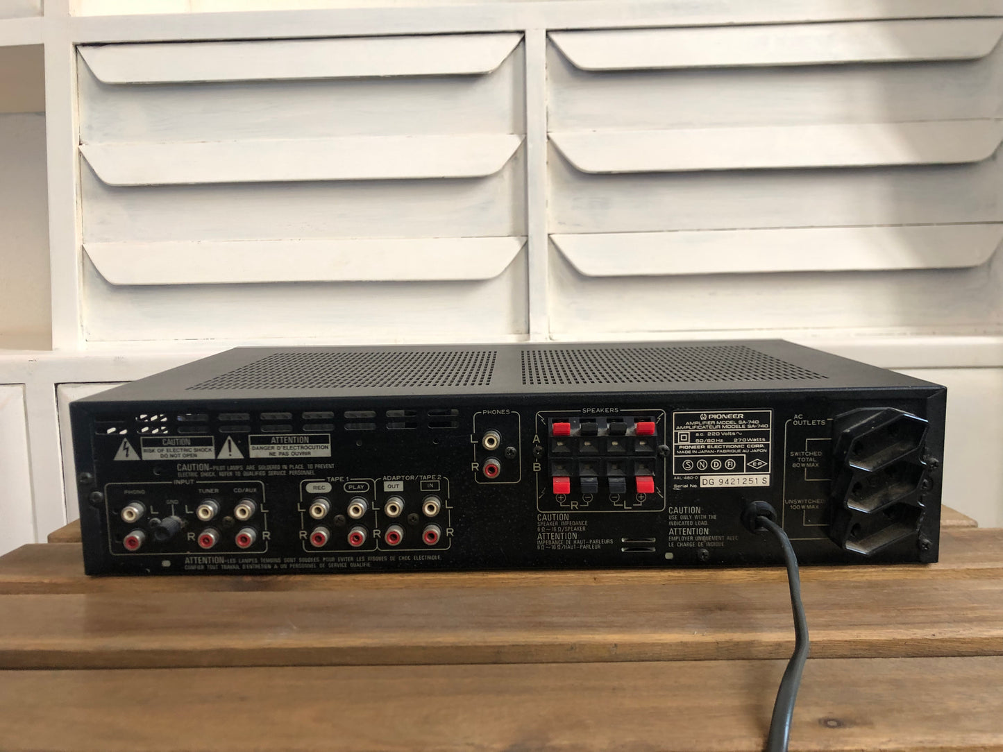 Amplificatore Pioneer SA-740 Stereo Hi-fi Vintage Epoca Anni 80 Giappone Argento