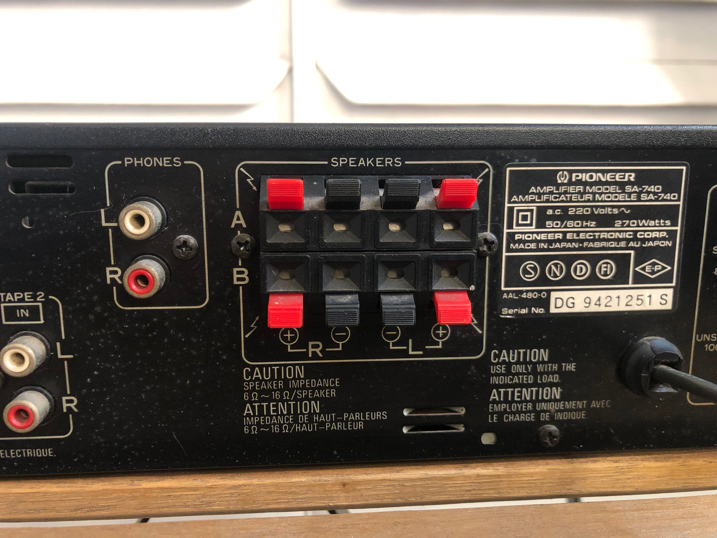 Amplificatore Pioneer SA-740 Stereo Hi-fi Vintage Epoca Anni 80 Giappone Argento
