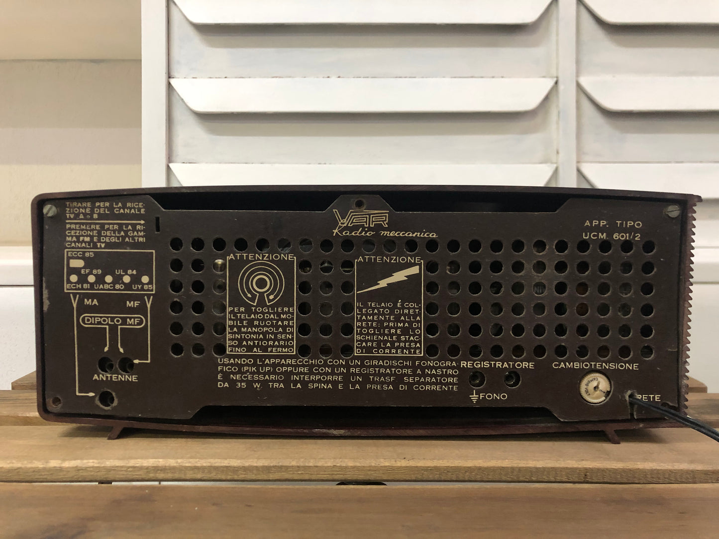 Radio A Valvole Mivar Delo UCM 601/2 Vintage Epoca Anni 60 Marrone OM FM E Cavo