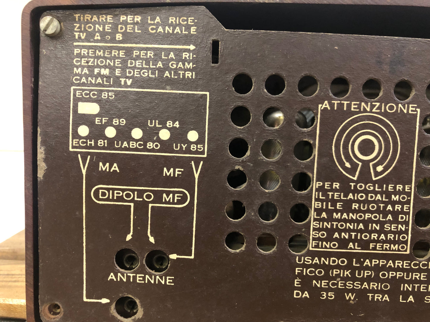 Radio A Valvole Mivar Delo UCM 601/2 Vintage Epoca Anni 60 Marrone OM FM E Cavo