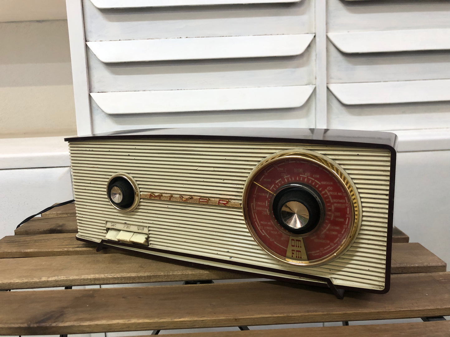 Radio A Valvole Mivar Delo UCM 601/2 Vintage Epoca Anni 60 Marrone OM FM E Cavo