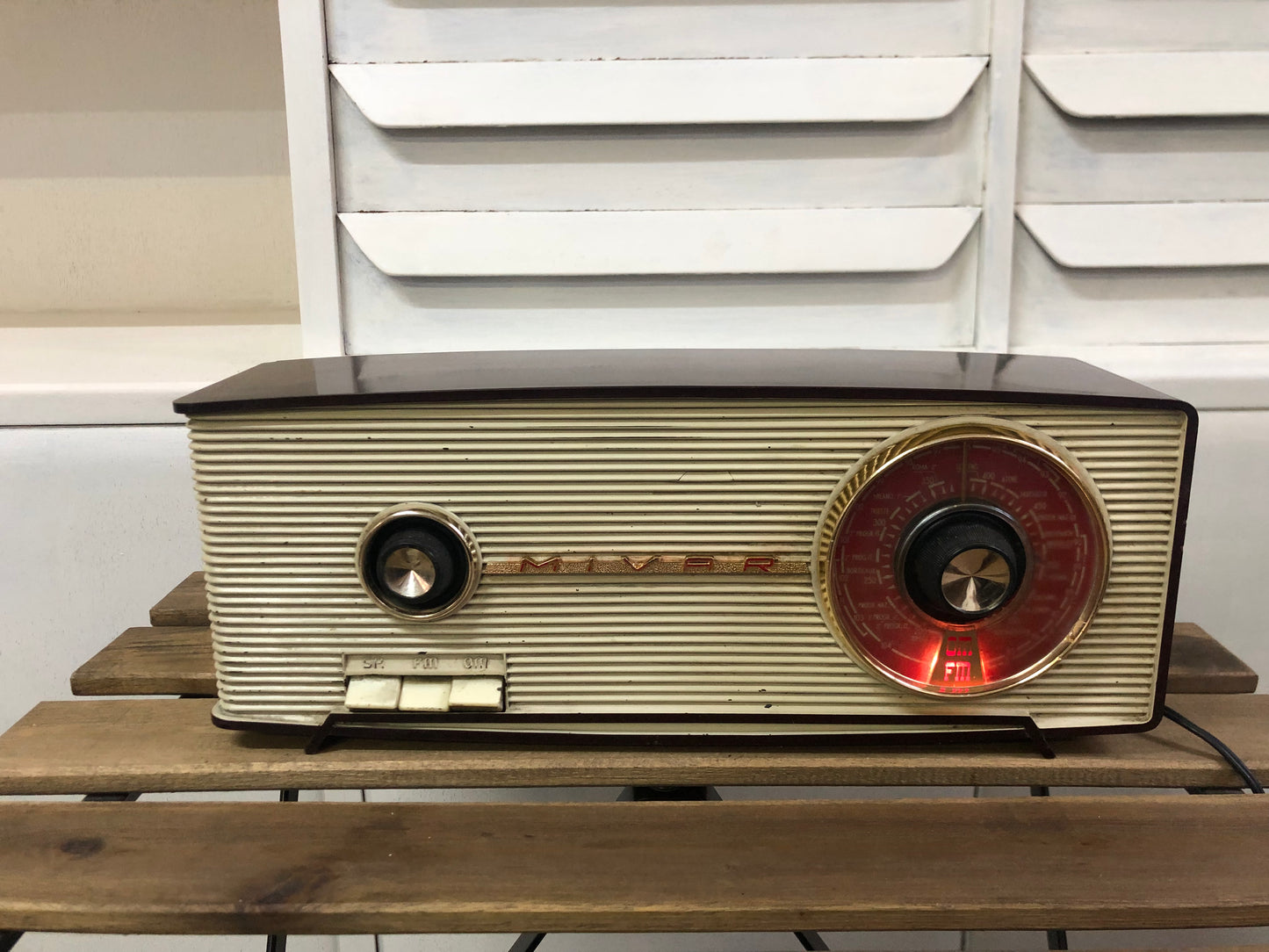 Radio A Valvole Mivar Delo UCM 601/2 Vintage Epoca Anni 60 Marrone OM FM E Cavo