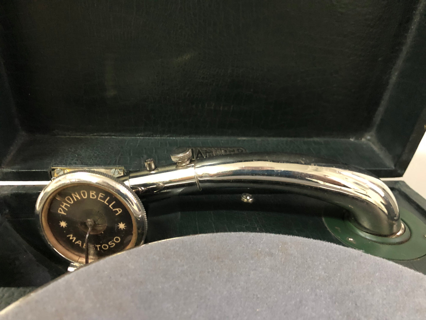 Grammofono Antico Portatile Da PicNic Vintage Epoca Diamond Pathe Nero 78 giri