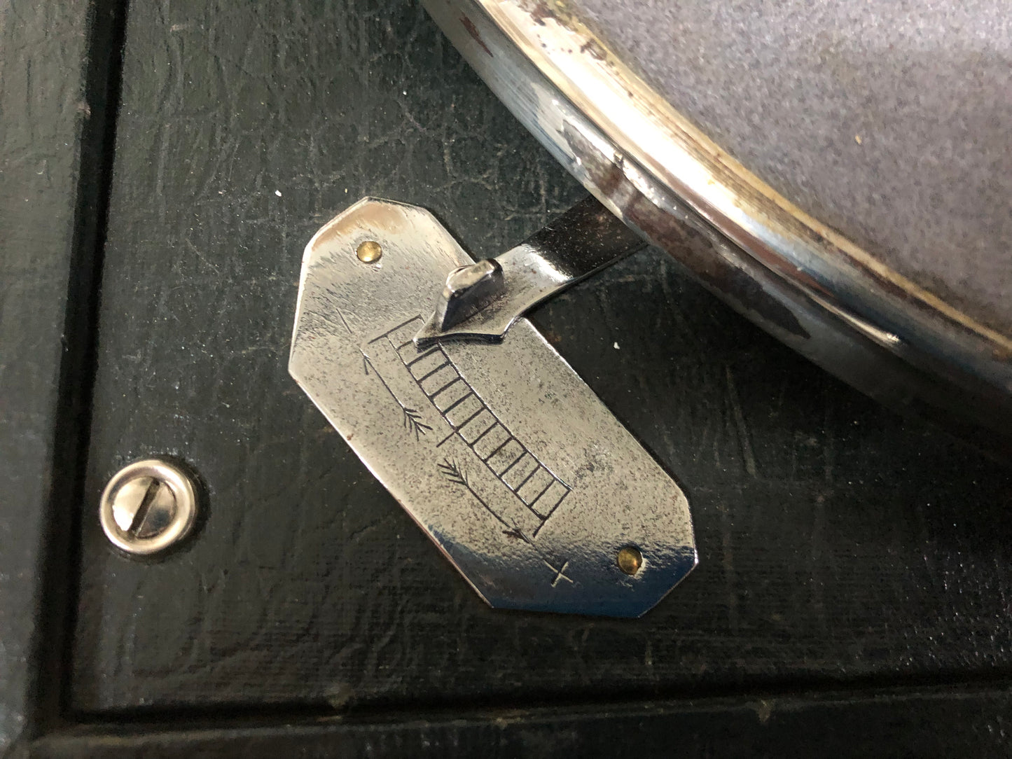 Grammofono Antico Portatile Da PicNic Vintage Epoca Diamond Pathe Nero 78 giri