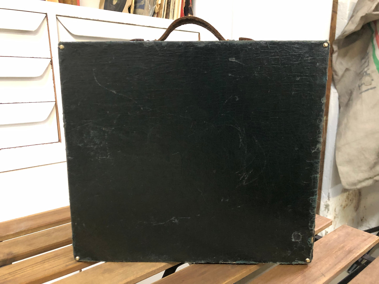 Grammofono Antico Portatile Da PicNic Vintage Epoca Diamond Pathe Nero 78 giri