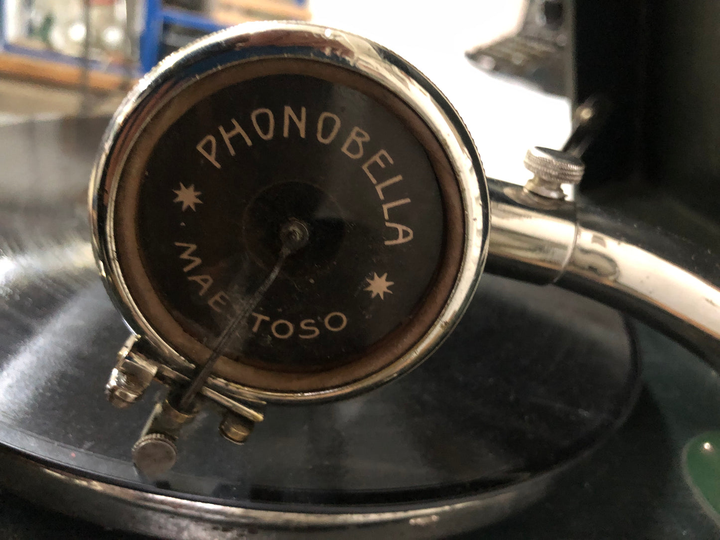 Grammofono Antico Portatile Da PicNic Vintage Epoca Diamond Pathe Nero 78 giri