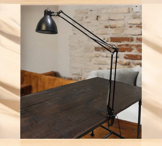 Lampada Luxo Naska Loris Snodabile Industriale Morsetto Officina Nero Vintage