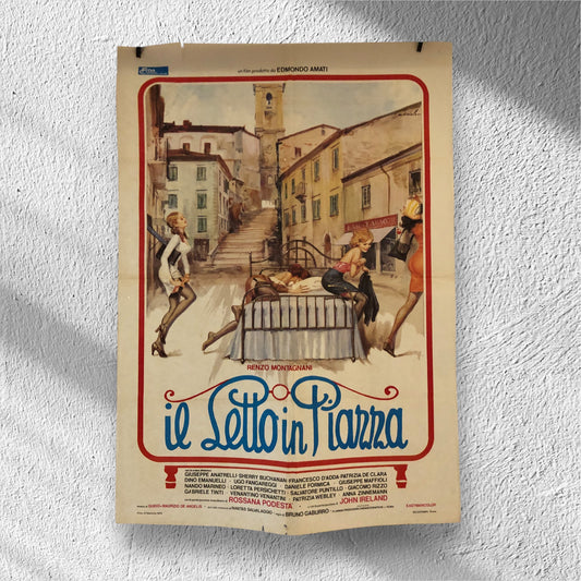 Manifesto Cinema Originale Il Letto In Piazza Film, Anno 1976, Locandina Misure 140x100