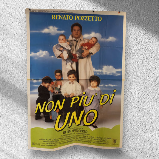 Manifesti Cinema Originali "Non Più Di Uno", Renato Pozzetto, Anno 1990, misure 280x200 cm