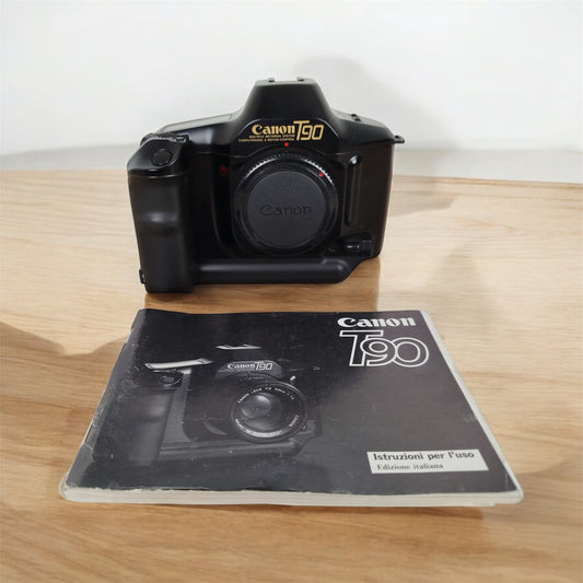 Fotocamera Analogica Canon T90 35mm SLR Nero Corpo Macchina E Manuale A Batterie