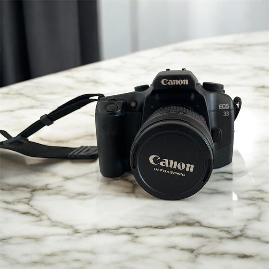 Fotocamera Analogica Canon EOS 33 Obiettivo Zoom 58mm Reflex 35mm Nero con Tracolla