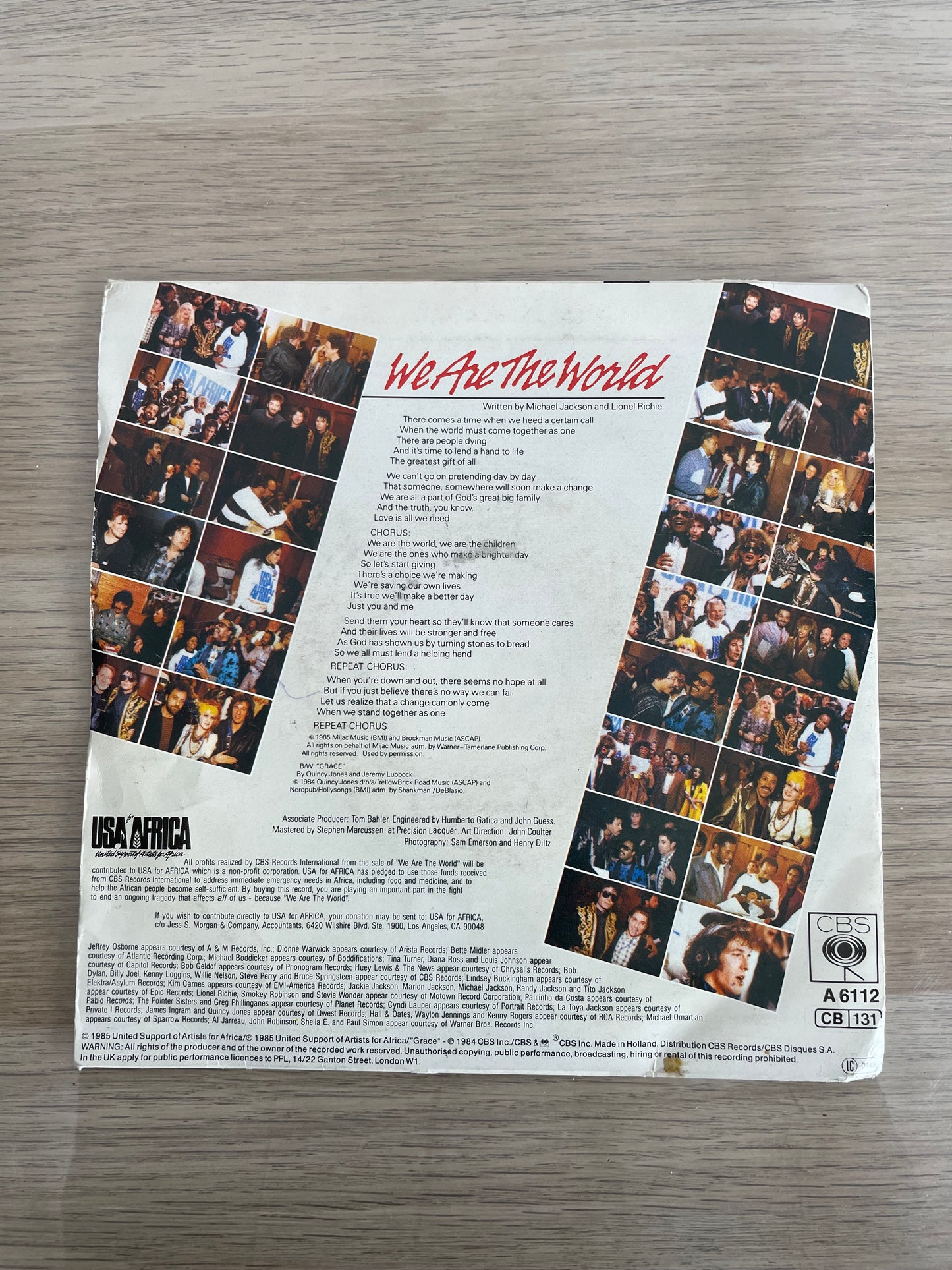 Disco 45 giri vinile We Are The World USA For Africa Michael Jackson e AAVV