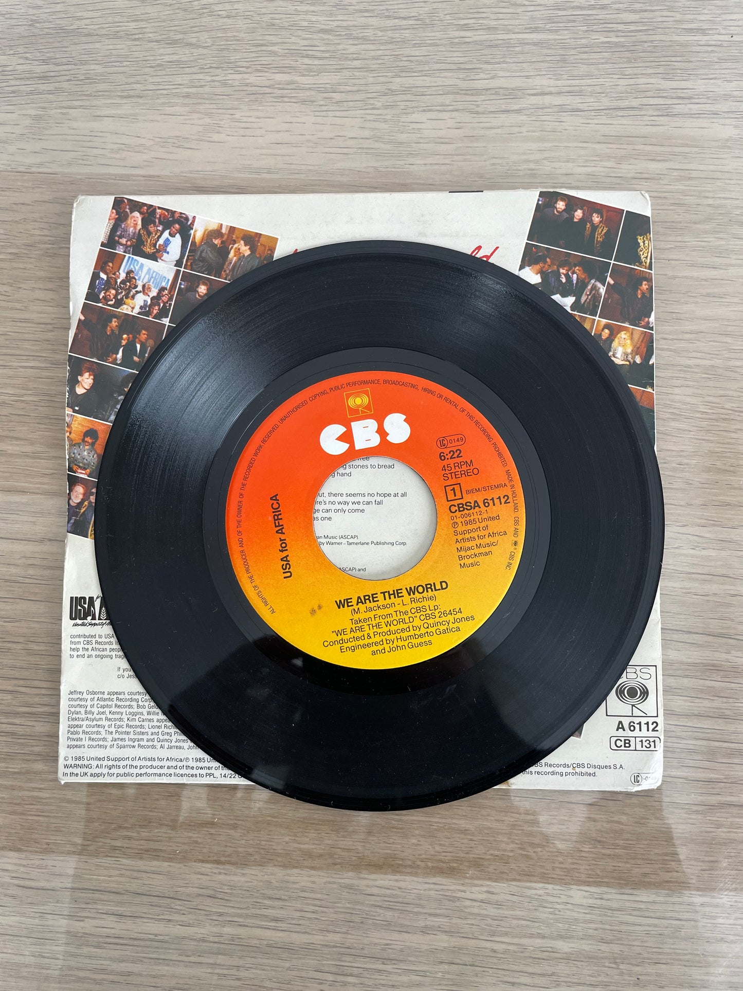 Disco 45 giri vinile We Are The World USA For Africa Michael Jackson e AAVV