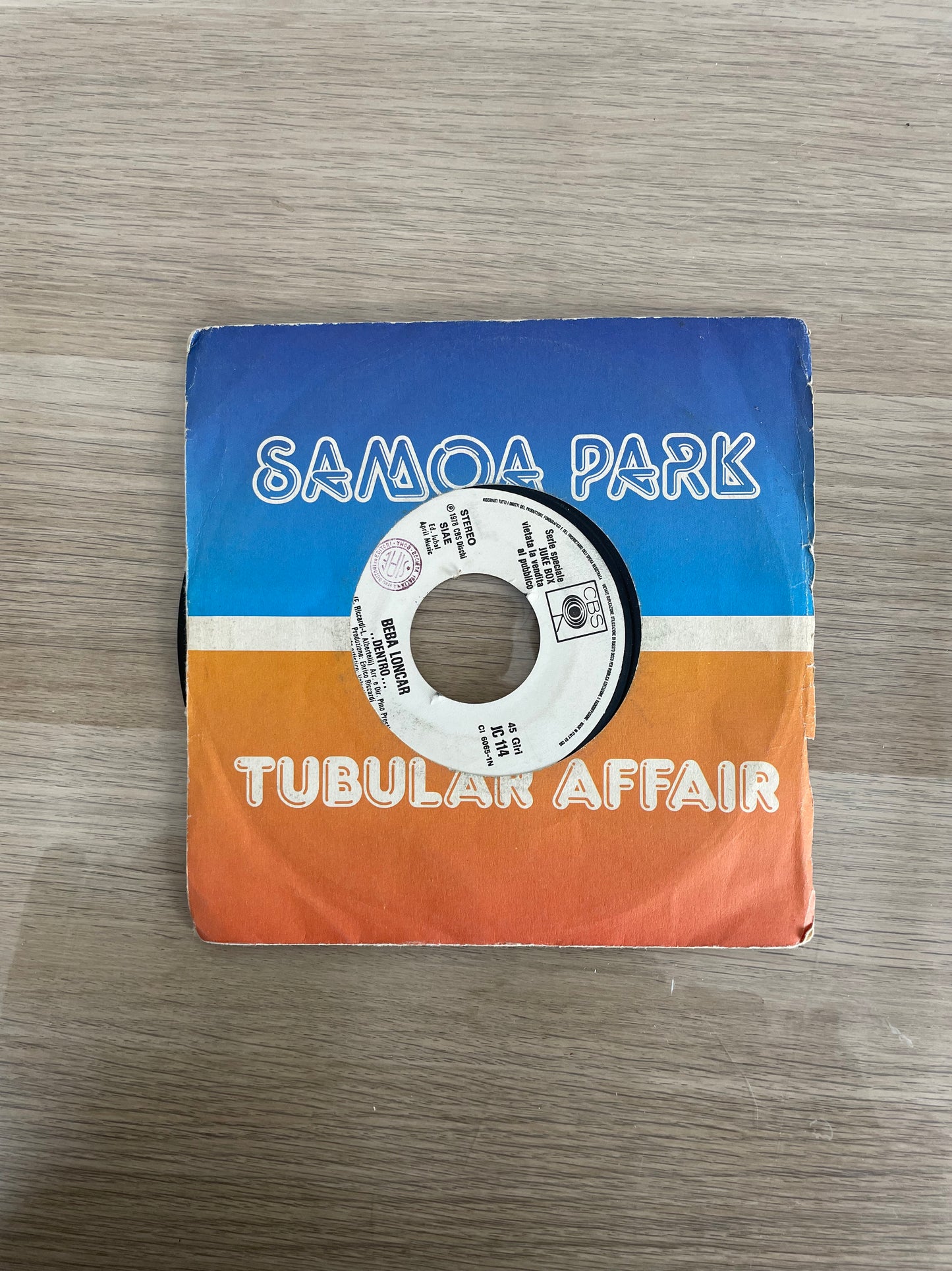 Disco 45 giri vinile Samoa Park Tabular Affair vinile 1983 Electronic dance