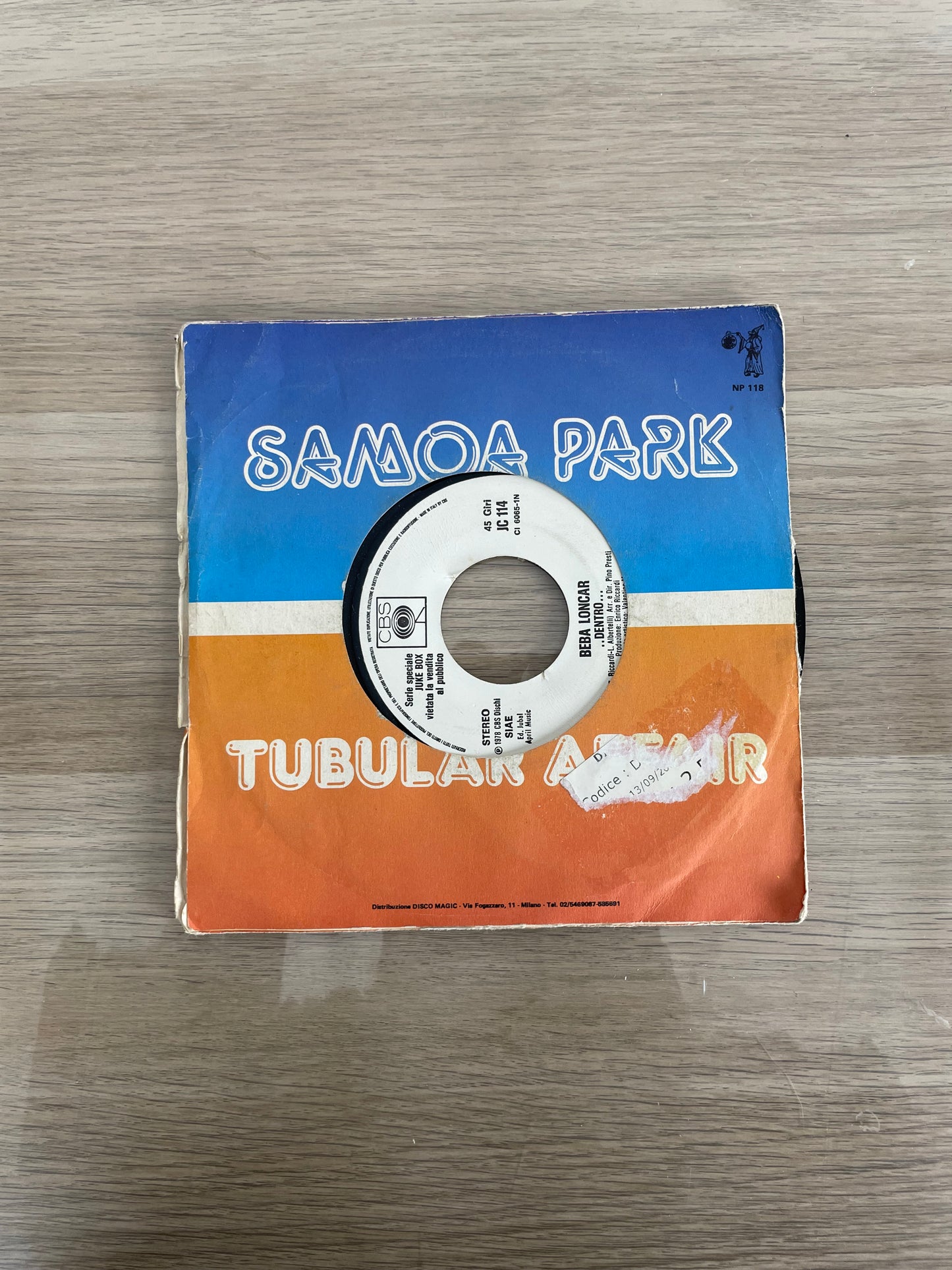 Disco 45 giri vinile Samoa Park Tabular Affair vinile 1983 Electronic dance