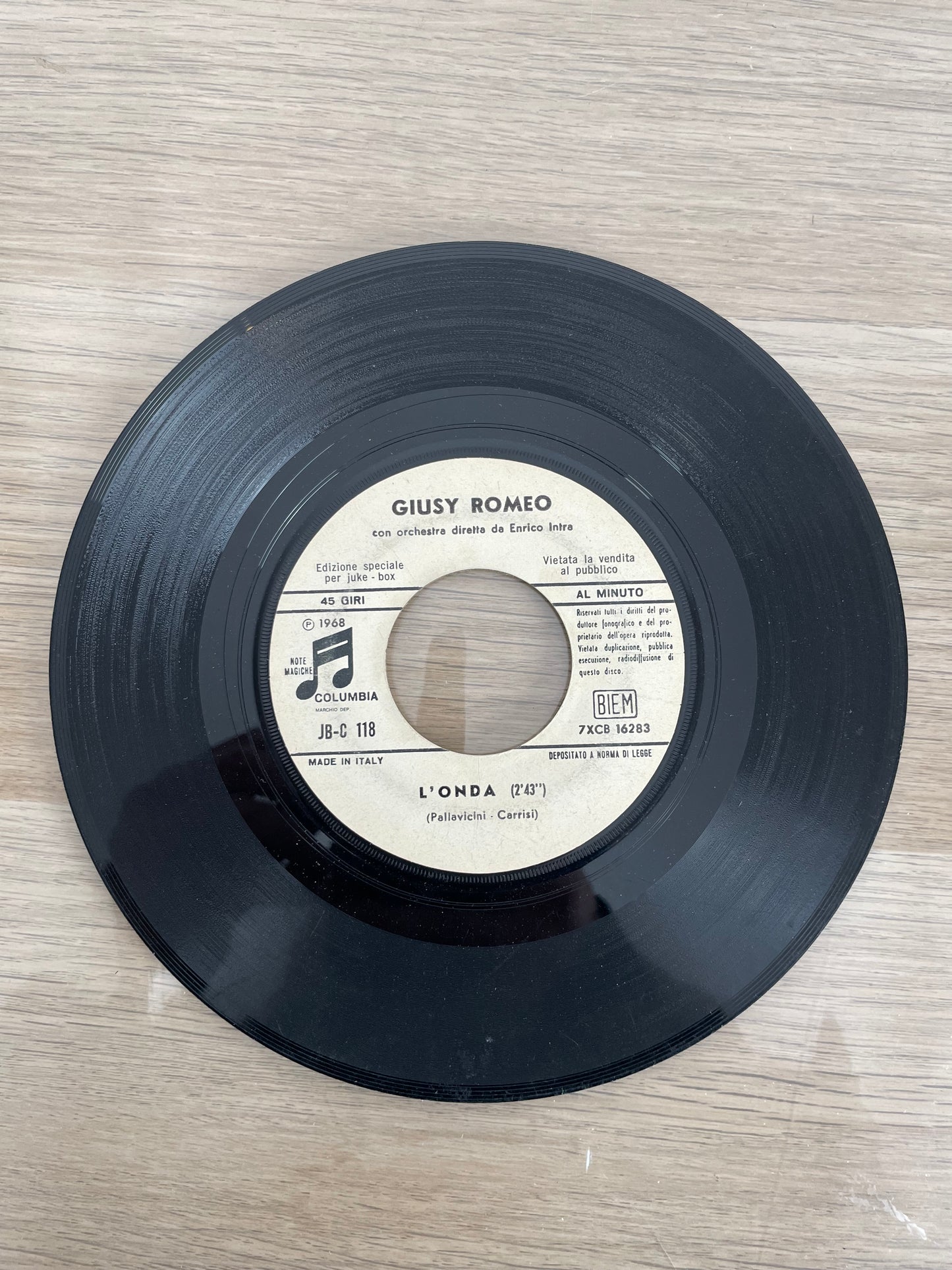 Disco 45 giri vinile Al Bano Musica Giusy Romeo Giuni Russo L'Onda 1968