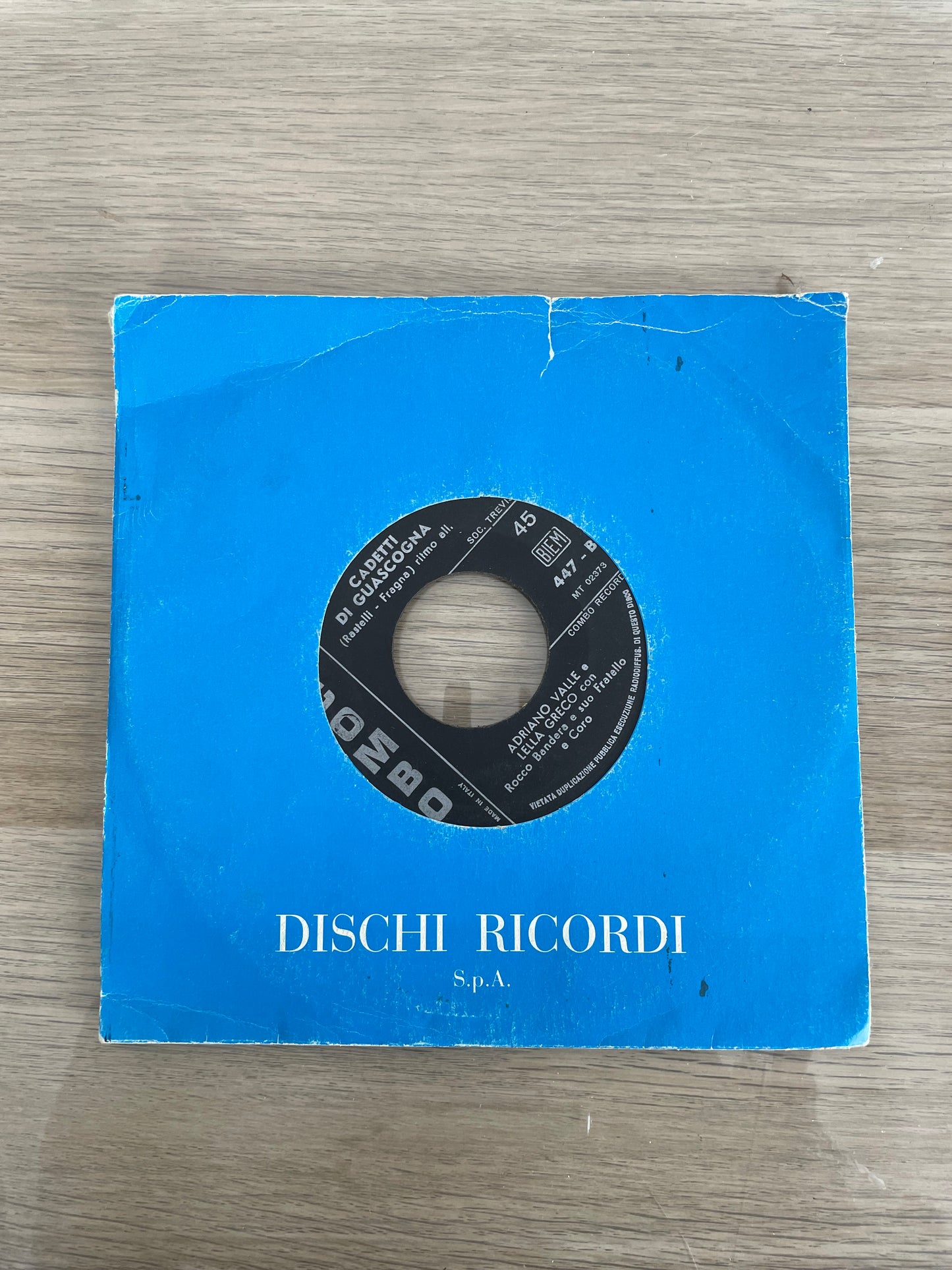 Disco 45 giri vinile Adriano Valle Lella Greco Cadetti Di Guascogna Sulla Carrozzella Anni 50