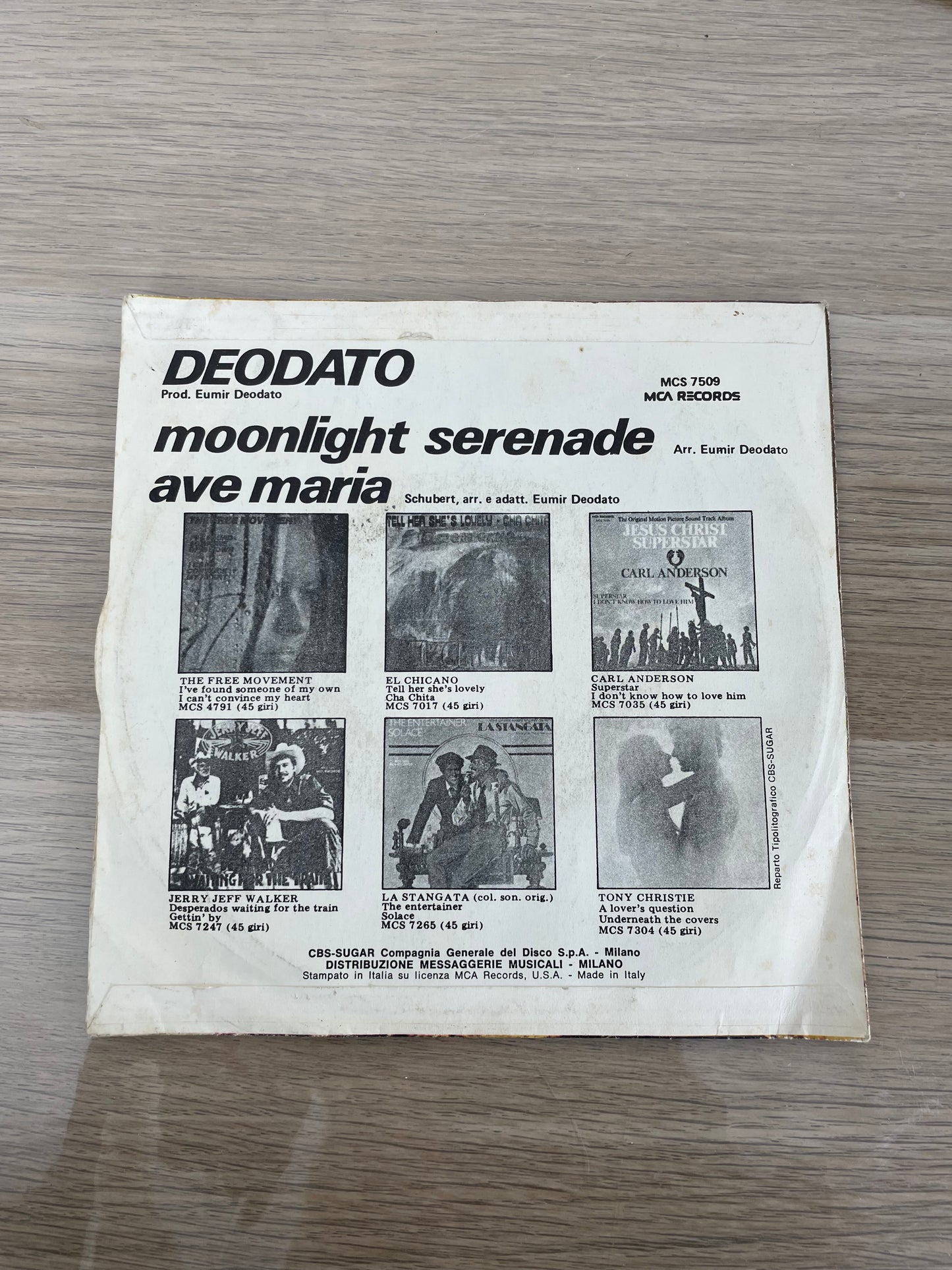Disco 45 giri vinile Deodato Moonlight Serenade e Ave Maria 1974