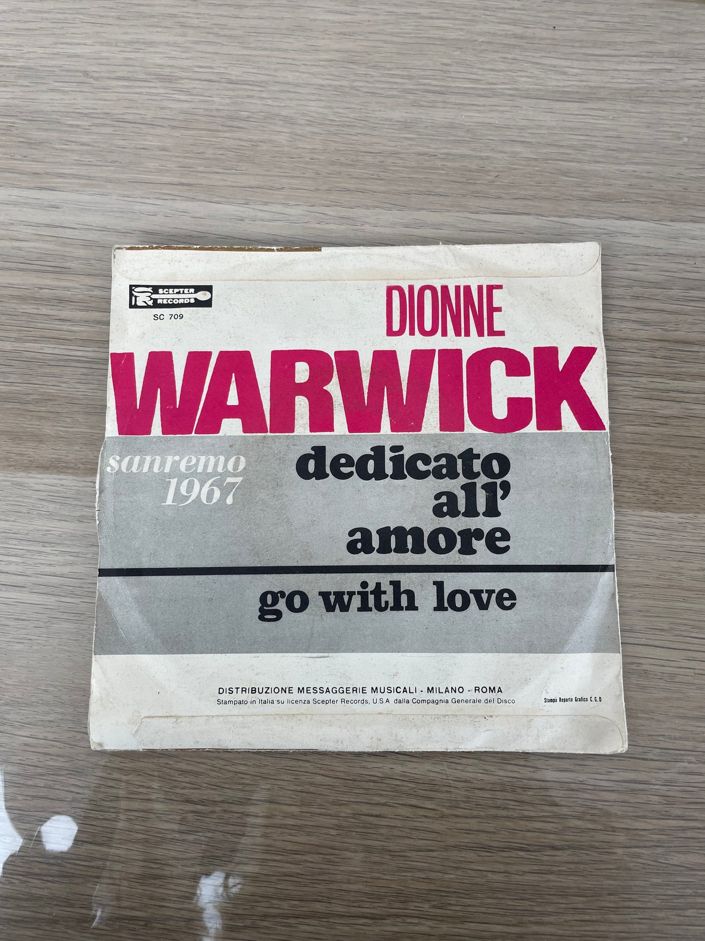 Disco 45 giri vinile Dionne Warwick Dedicato All'Amore Go With Love 1967