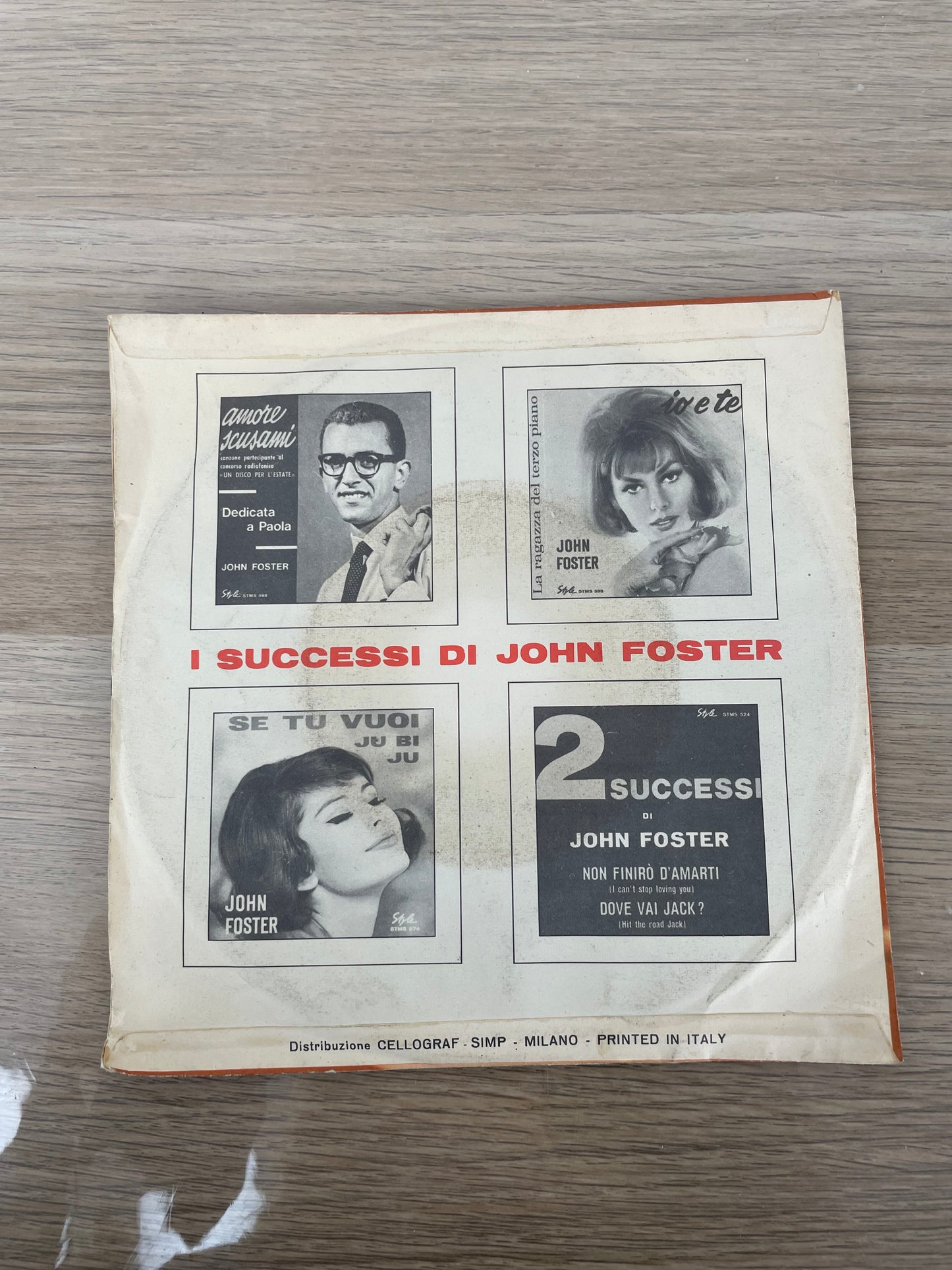 Disco 45 giri vinile John Foster Arrivederci Amore Mio Cominciamo ad Amarci 1965