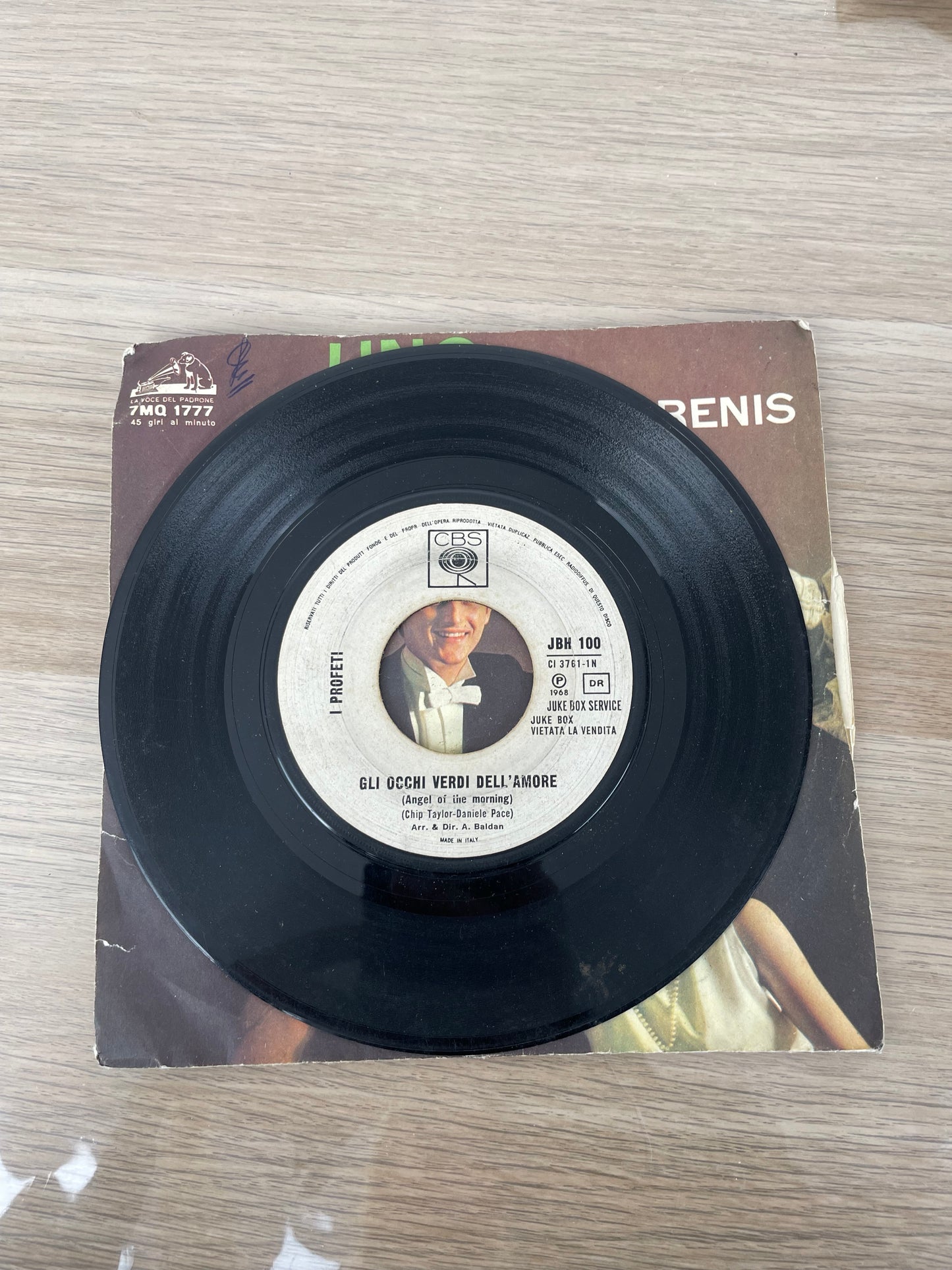 Disco 45 giri vinile Tony Renis Gli Occhi Verdi Dell'Amore Lalena 1967