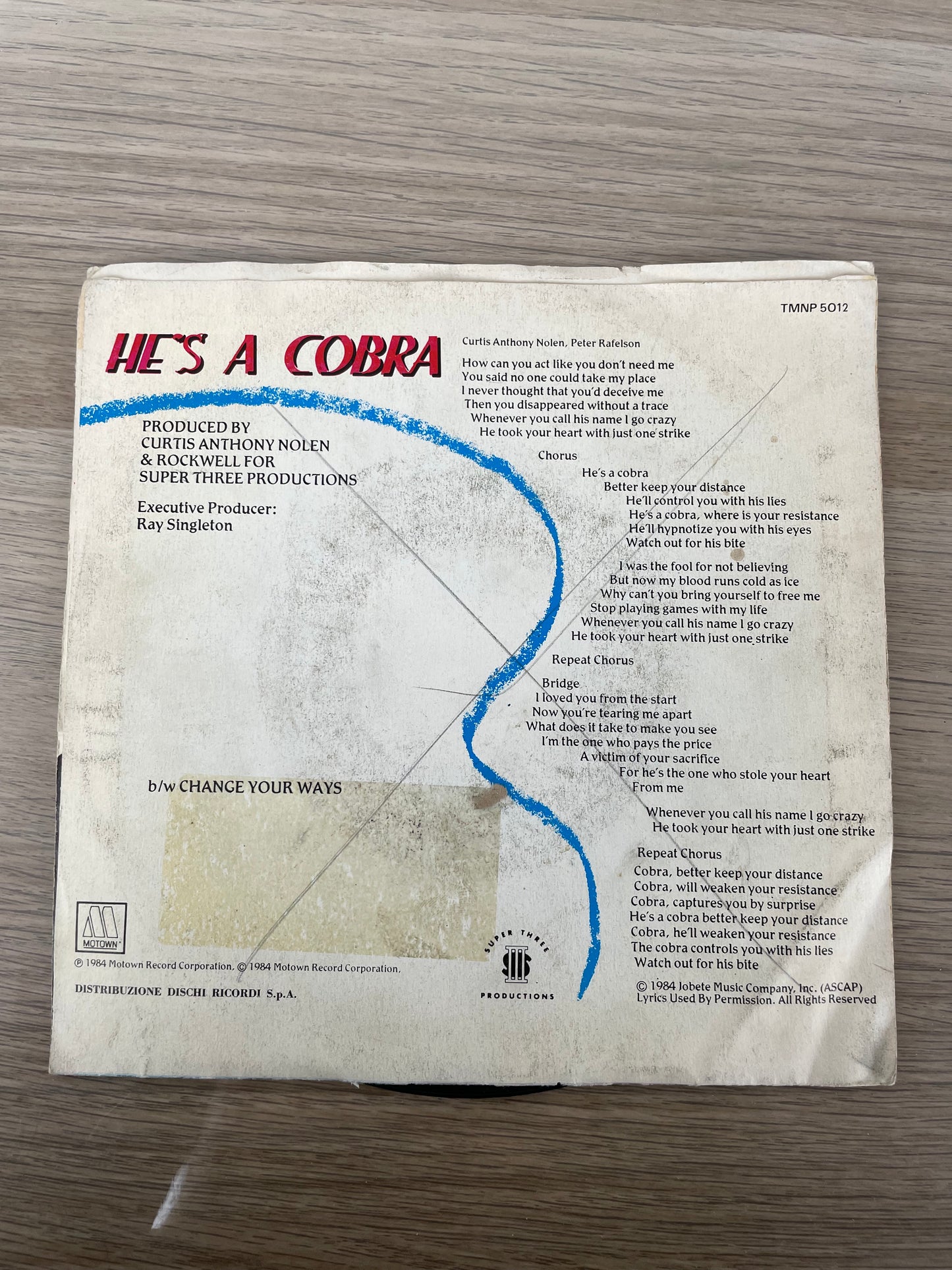 Disco 45 giri vinile Rockwell He's A Cobra Change Your Ways 1984
