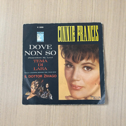 Disco 45 giri vinile Connie Francis Dove Non So Tema Di Lara D.Zivago 1966