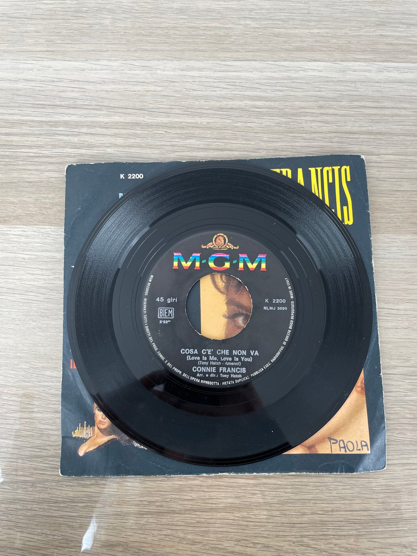 Disco 45 giri vinile Connie Francis Dove Non So Tema Di Lara D.Zivago 1966