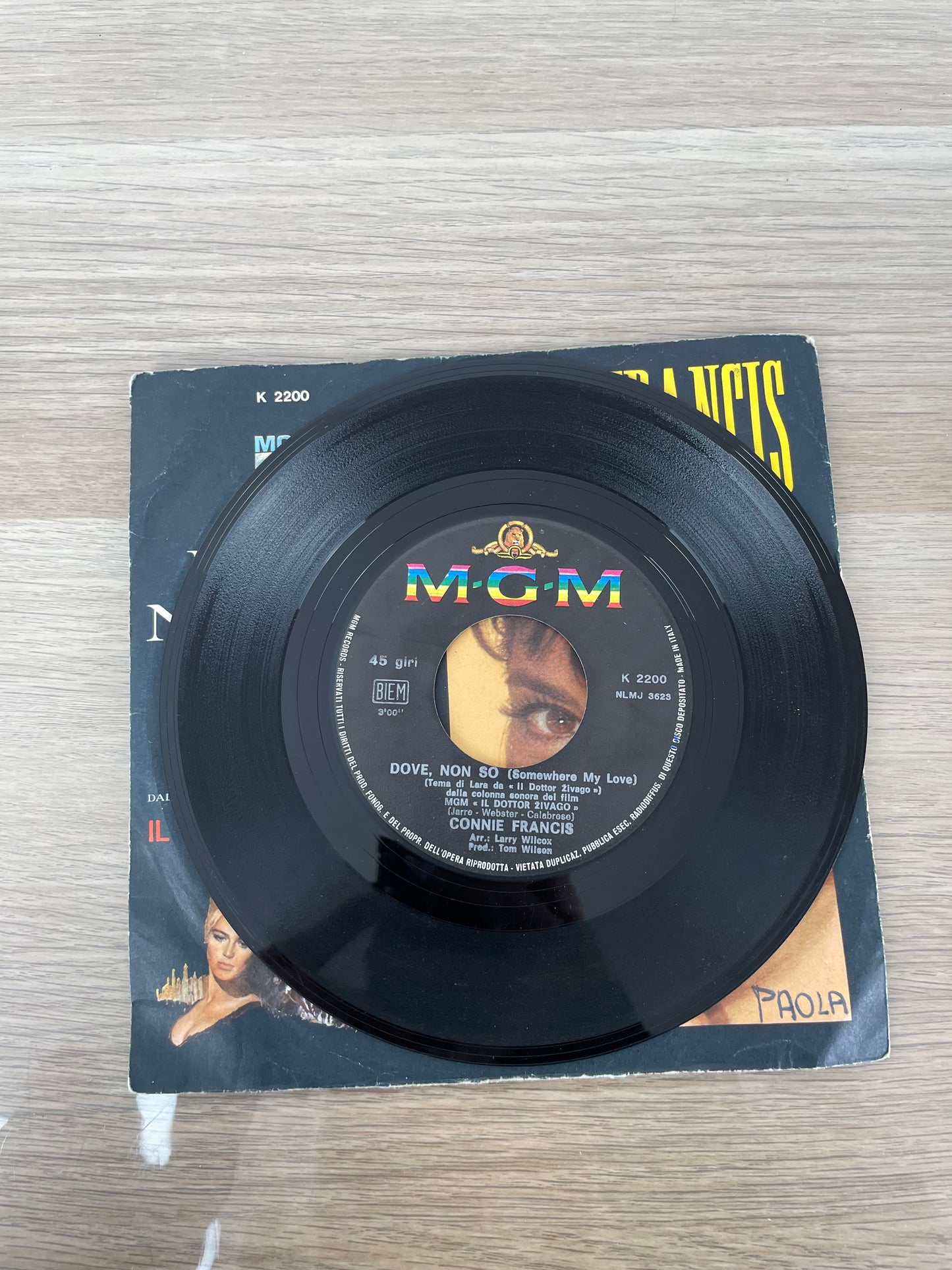 Disco 45 giri vinile Connie Francis Dove Non So Tema Di Lara D.Zivago 1966
