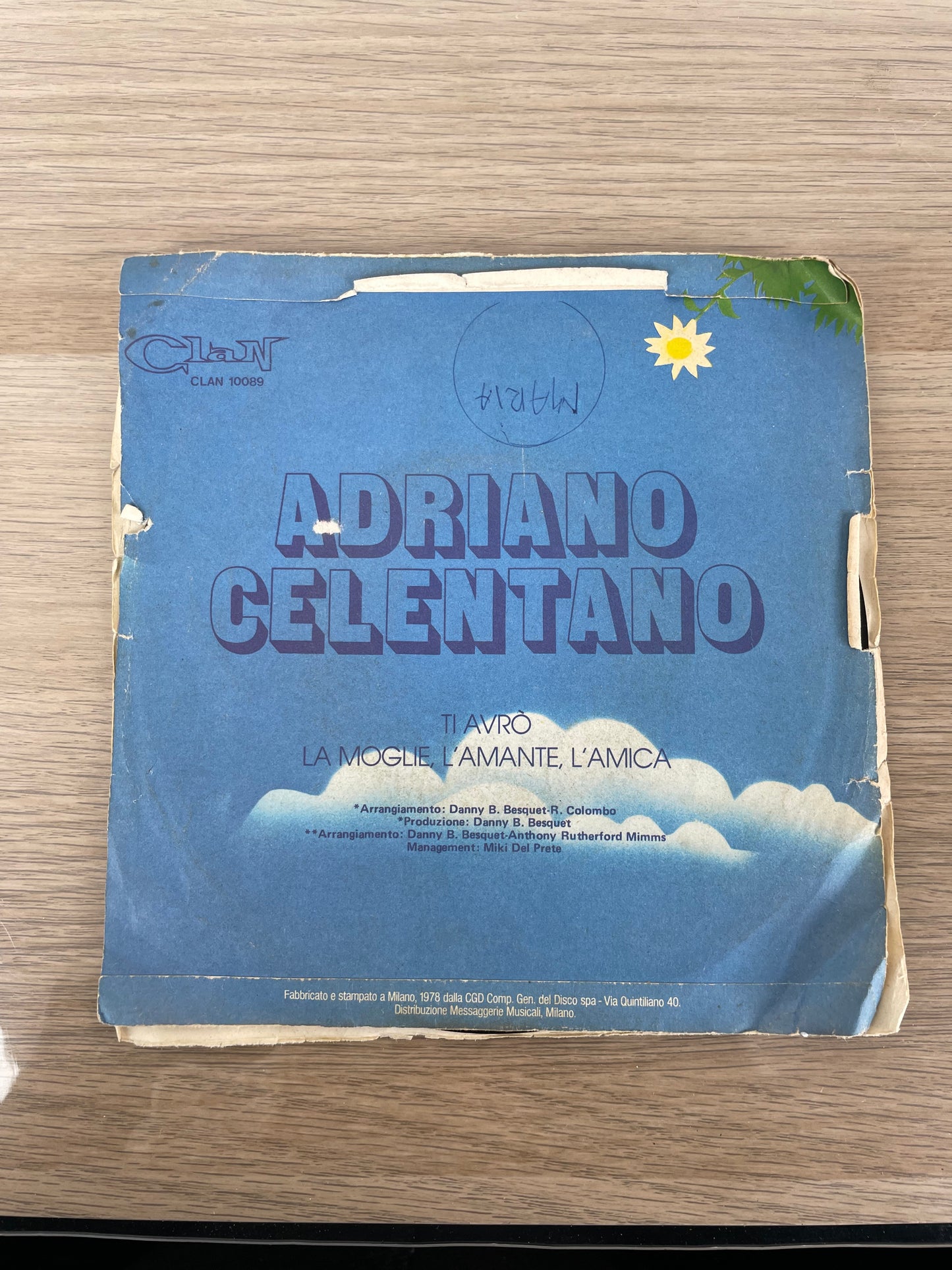 Disco 45 giri vinile Adriano Celentano Ti Avrò La Moglie L'Amante L'Amica 1978