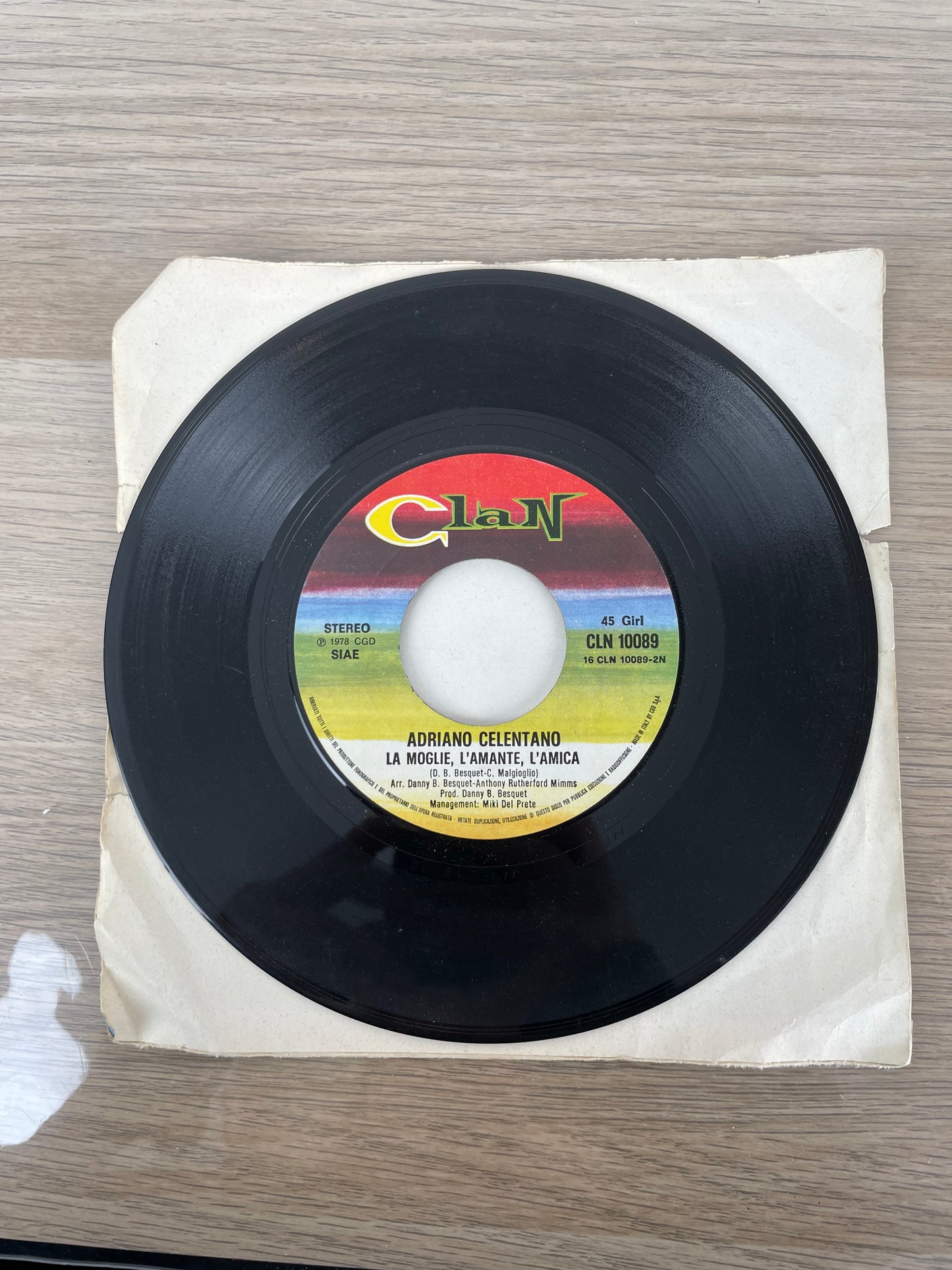Disco 45 giri vinile Adriano Celentano Ti Avrò La Moglie L'Amante L'Amica 1978