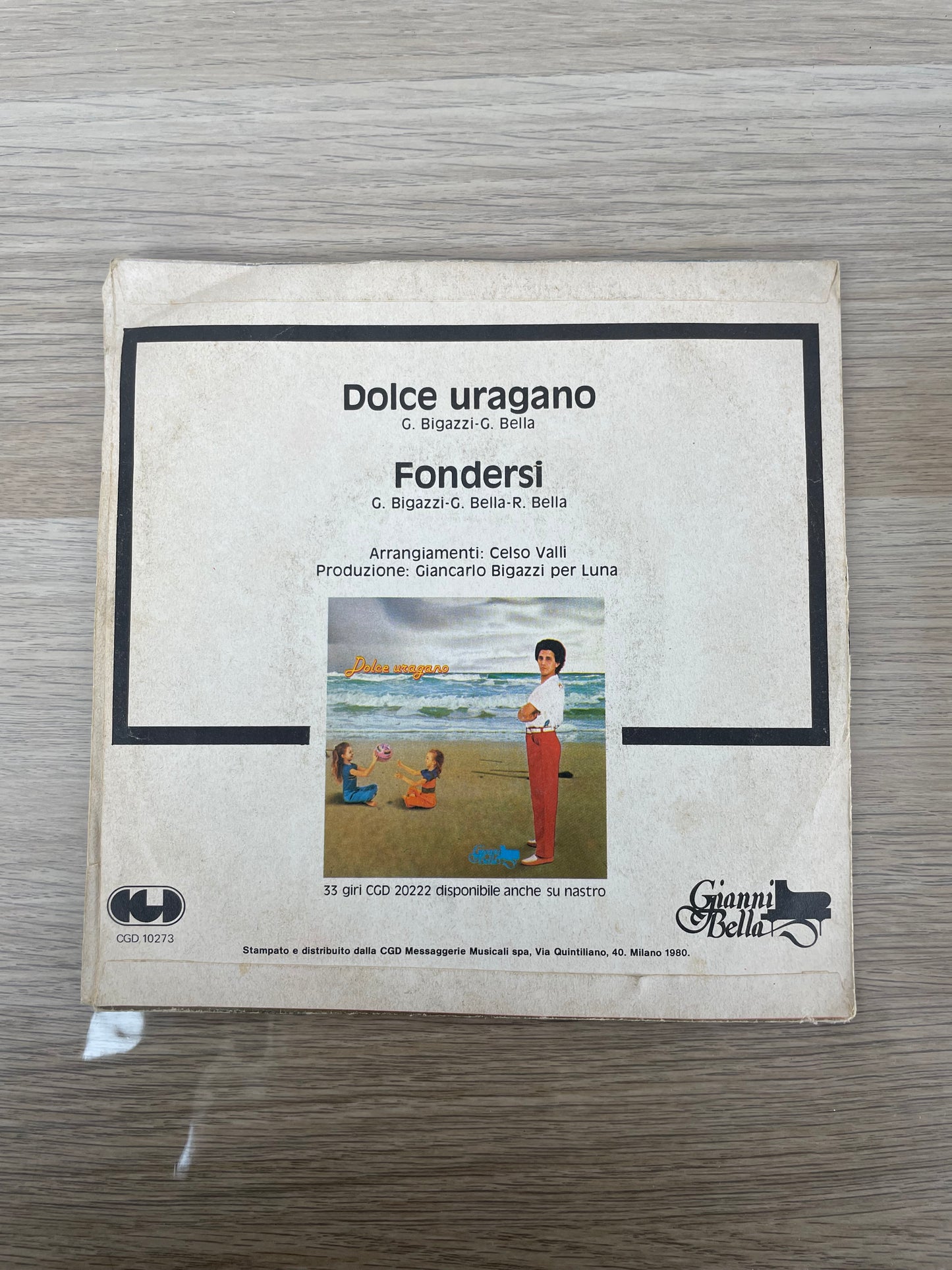 Disco 45 giri vinile Gianni Bella Fondersi Dolce Uragano 1971