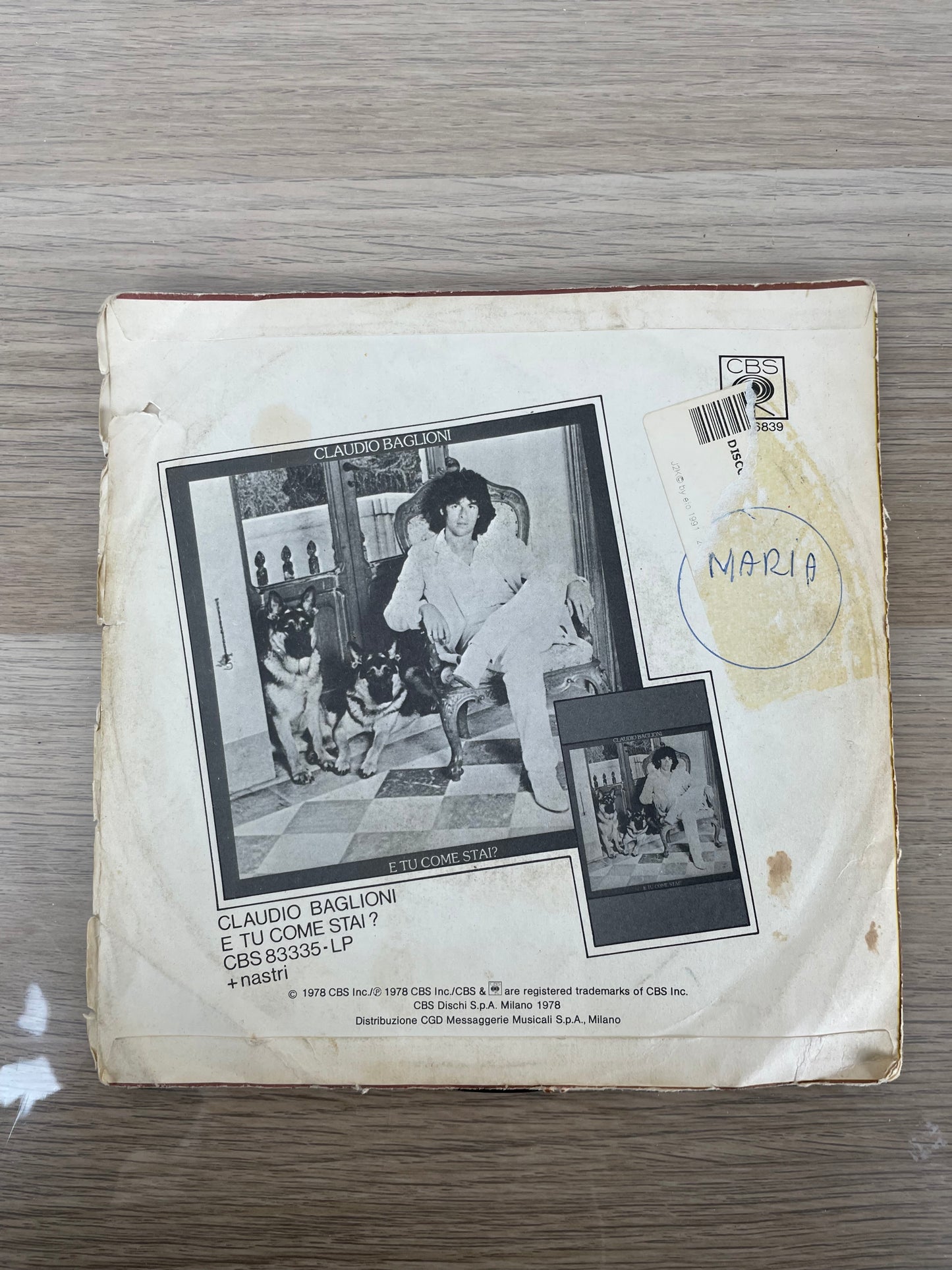 Disco 45 giri vinile Claudio Baglioni E Tu Come Stai Con Te 1978