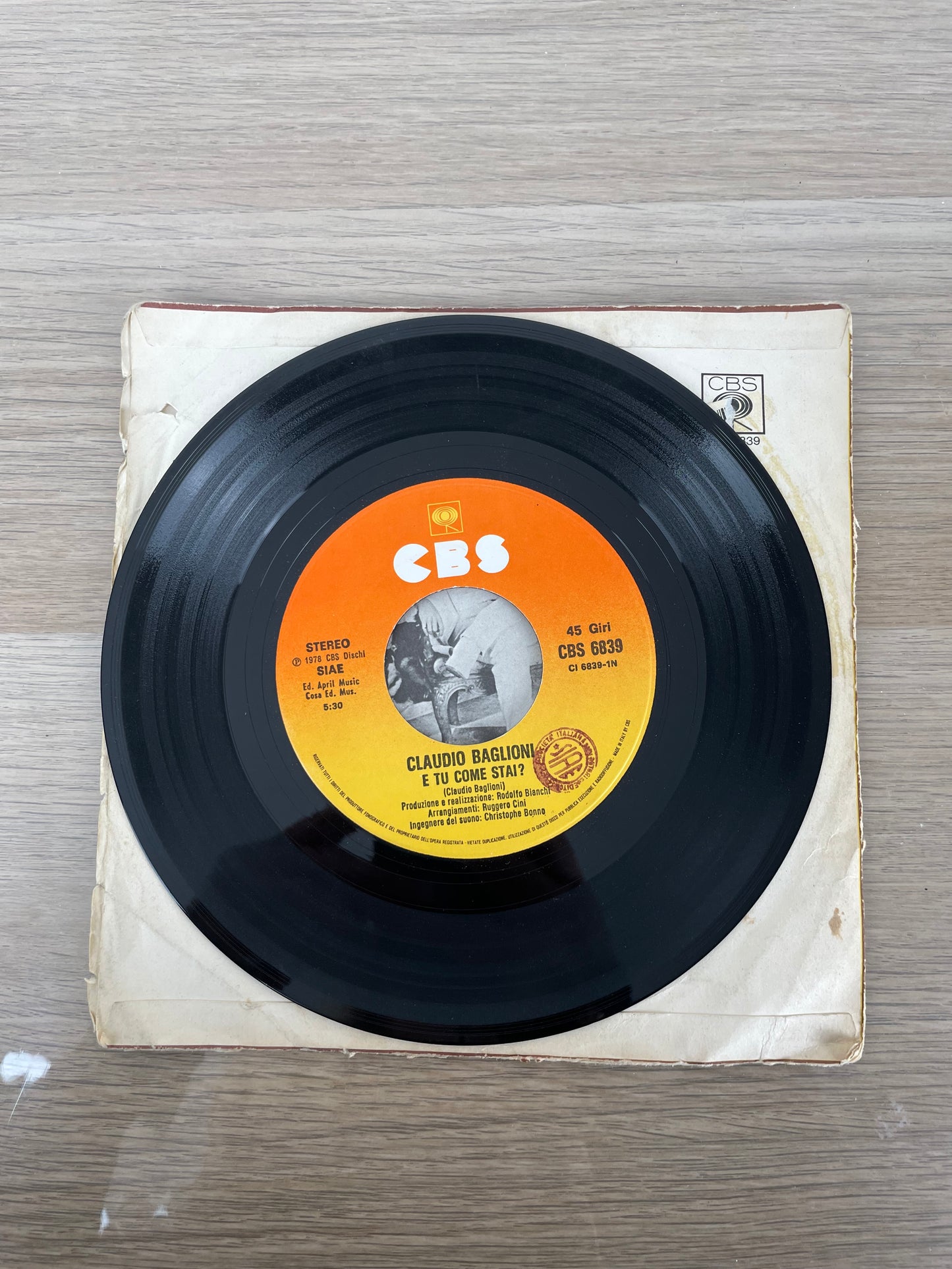 Disco 45 giri vinile Claudio Baglioni E Tu Come Stai Con Te 1978