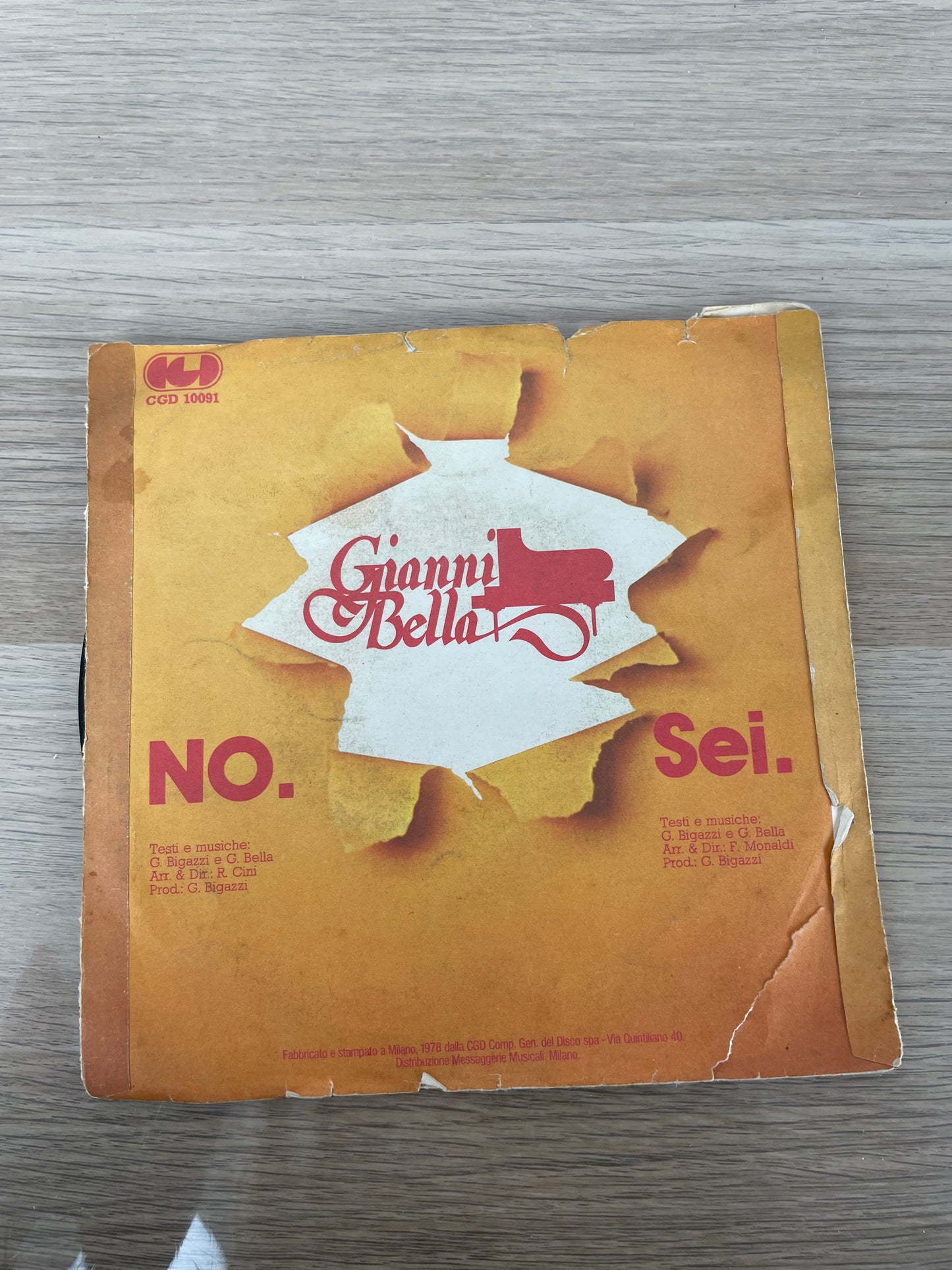 Disco 45 giri vinile Gianni Bella No. Sei. 1969