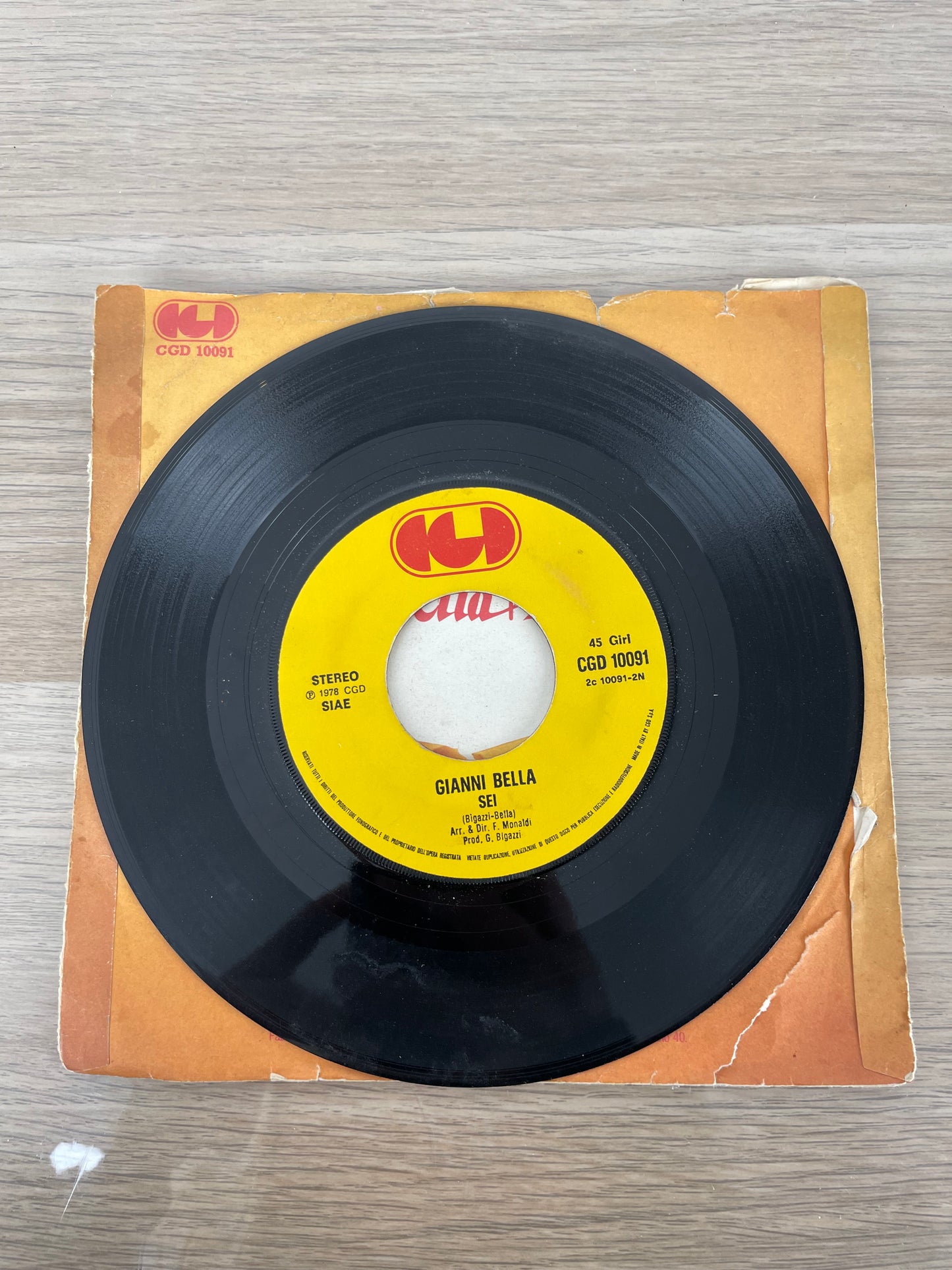 Disco 45 giri vinile Gianni Bella No. Sei. 1969