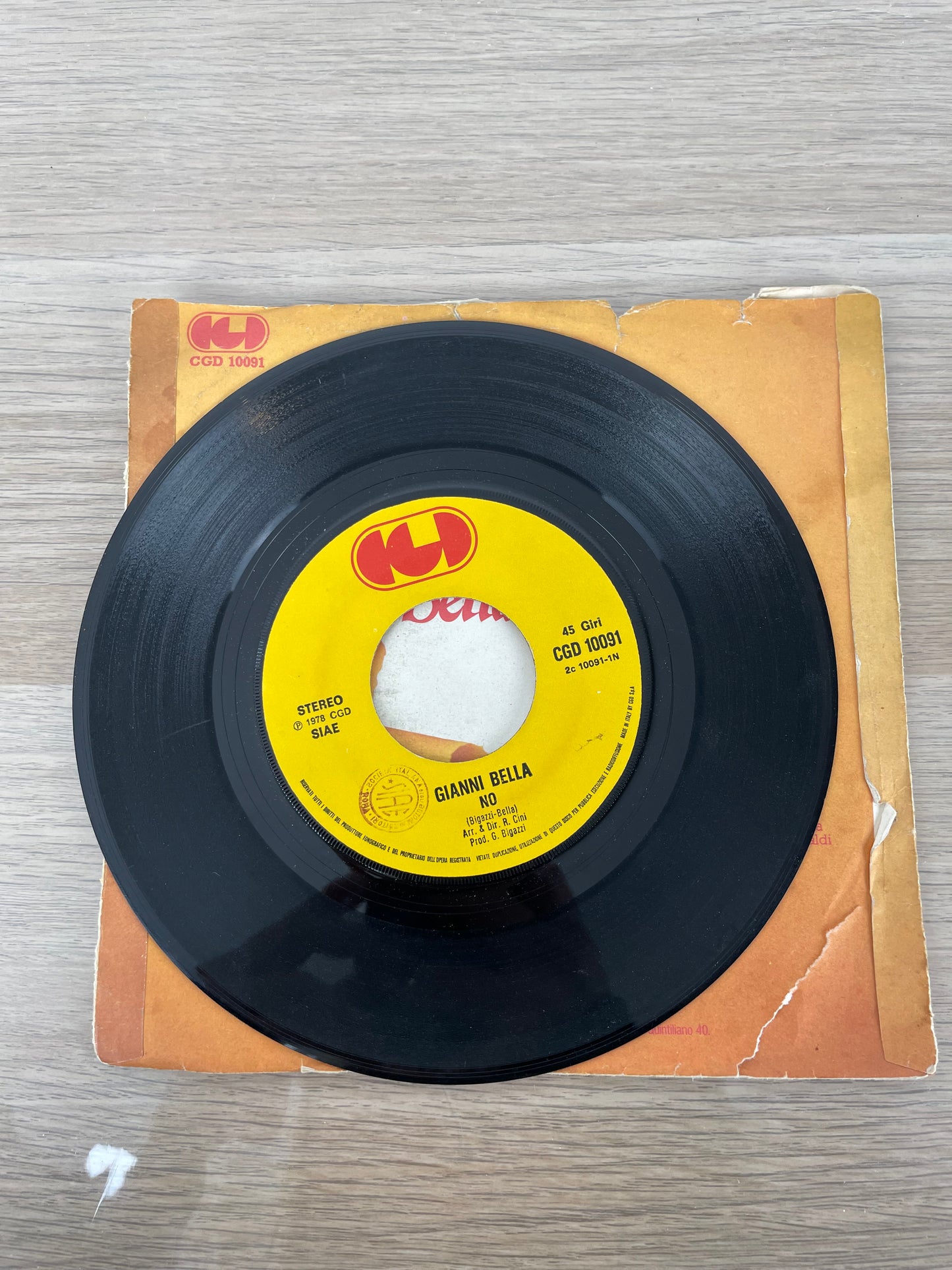 Disco 45 giri vinile Gianni Bella No. Sei. 1969