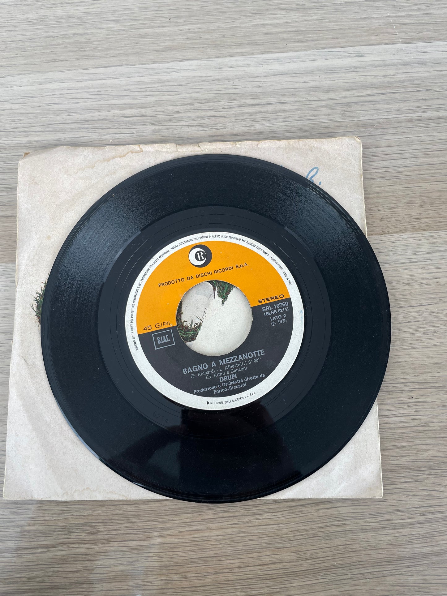 Disco 45 giri vinile Drupi Due Bagno A Mezzanotte 1973