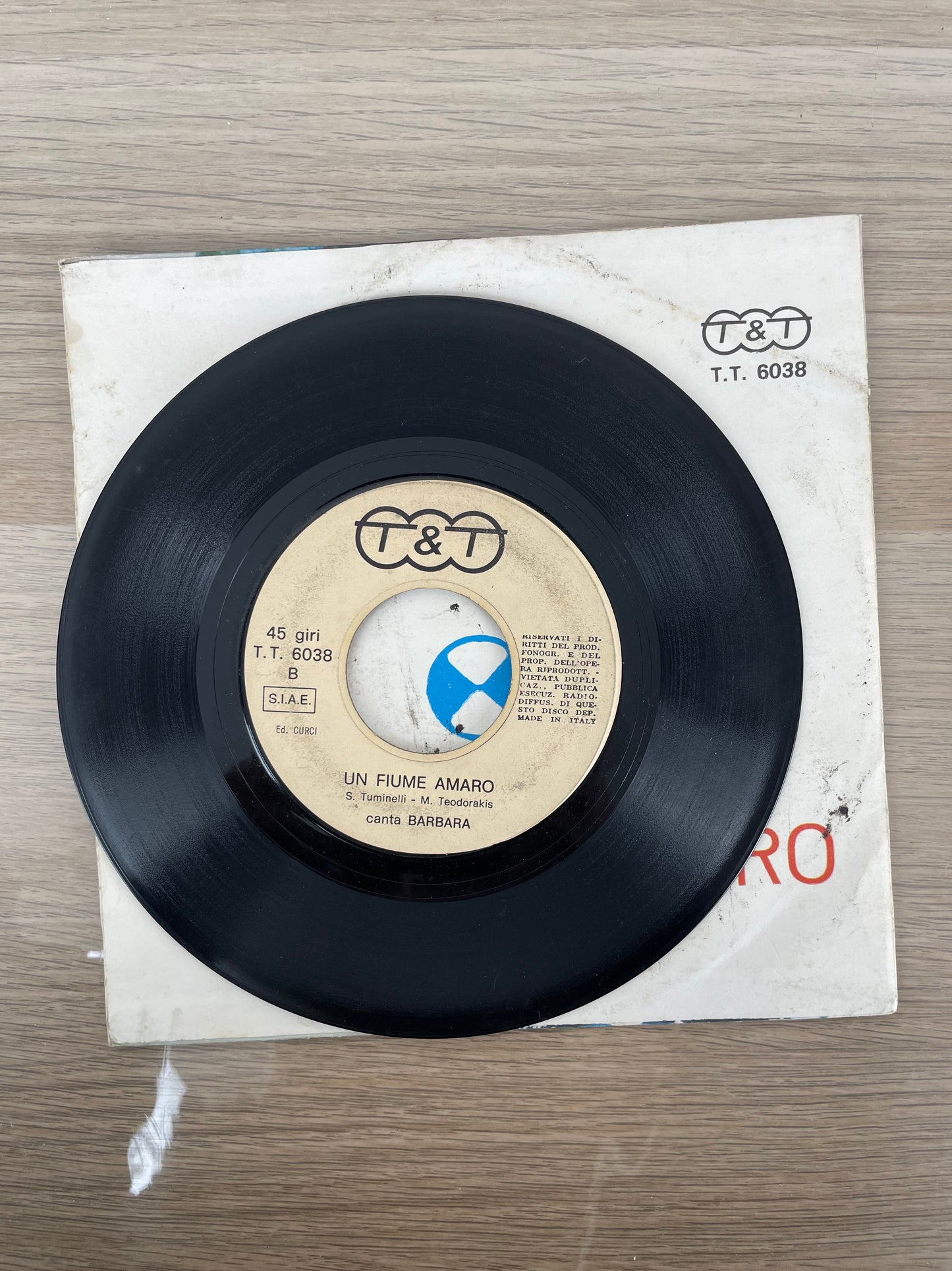 Disco 45 giri vinile Tony Arden Barbara Vagabondo Un Fiume Amaro 1972