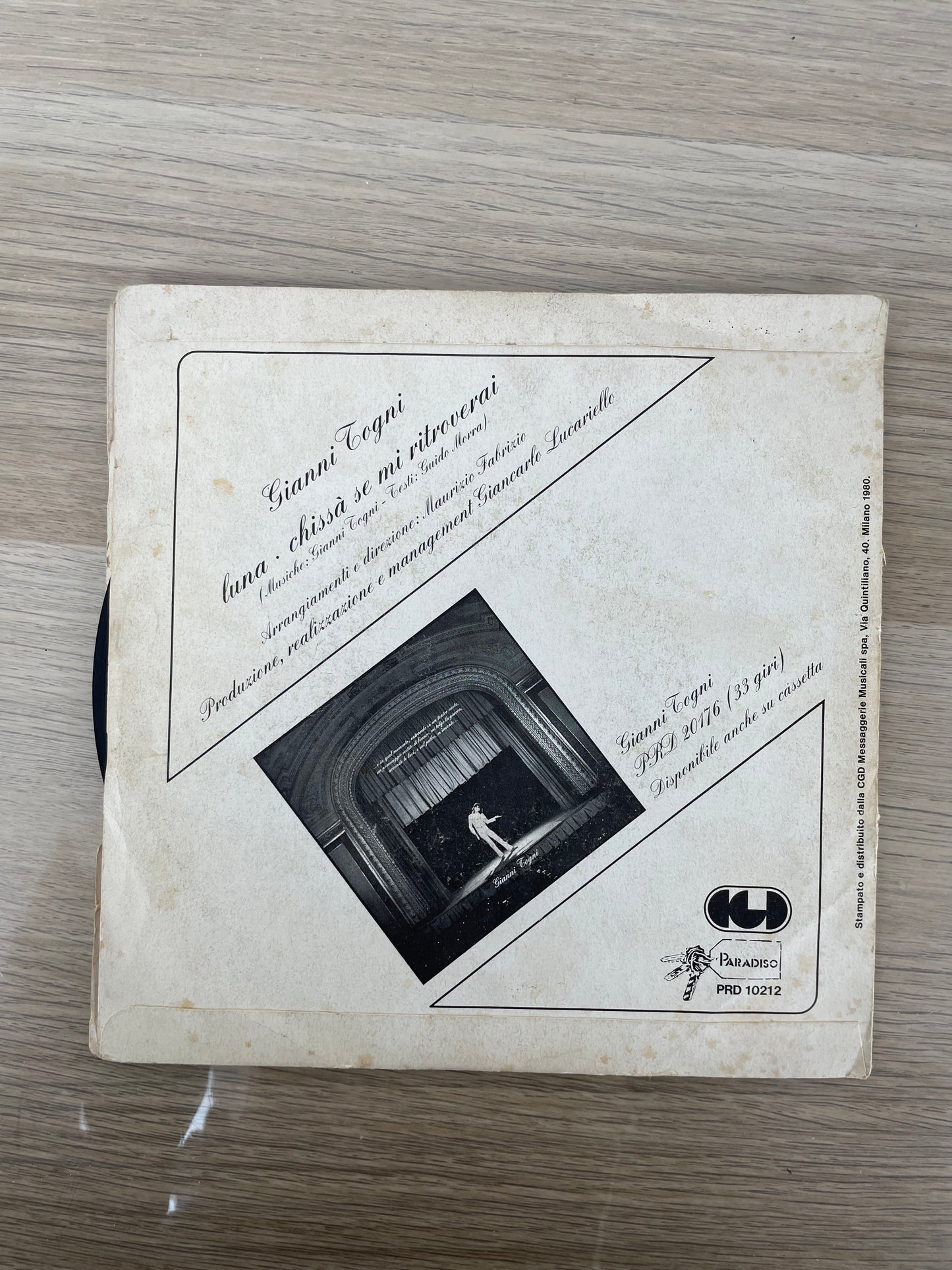 Disco 45 giri vinile Gianni Togni Luna Chissà Se Mi Troverai 1981