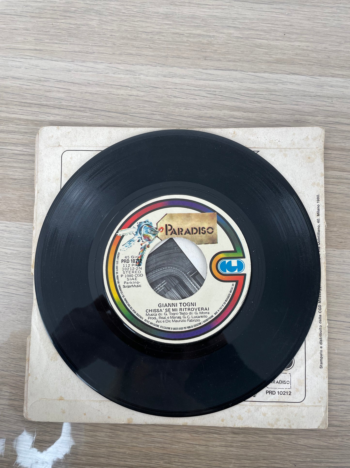 Disco 45 giri vinile Gianni Togni Luna Chissà Se Mi Troverai 1981