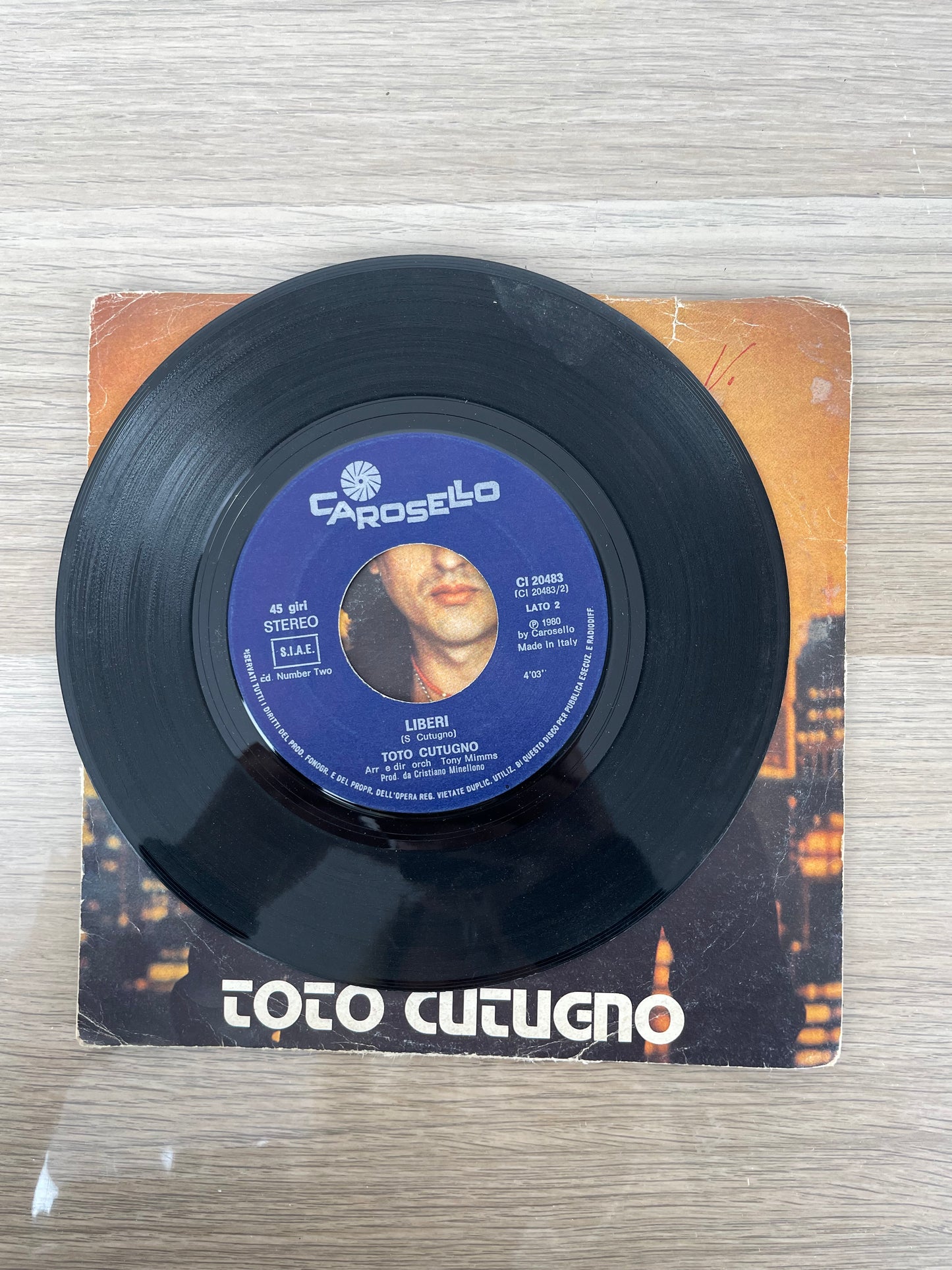 Disco 45 giri vinile Toto Cutugno Libero Solo Noi 1980