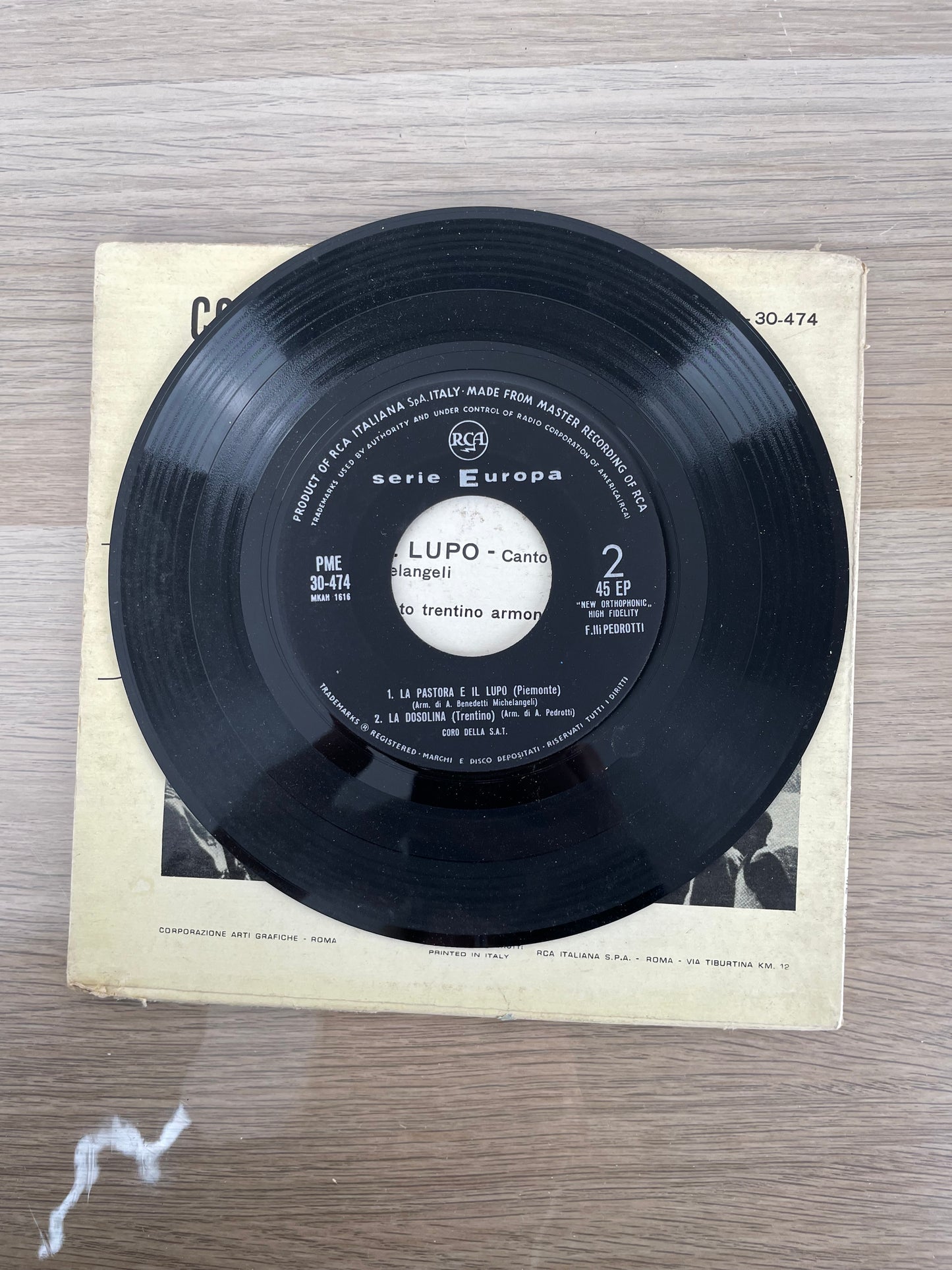Disco 45 giri vinile Coro Della S.A.T. la Montanara La Pastora E Il Lupo Canto Dei Monti Trentini