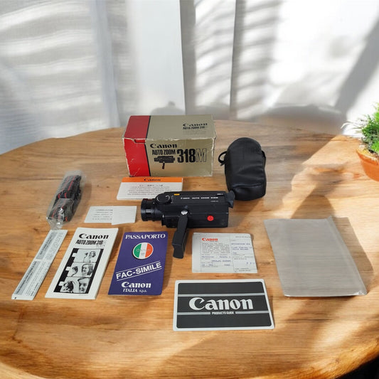 Cinepresa Super 8 Canon Auto Zoom 318M Scatola Istruzioni Custodia Vintage