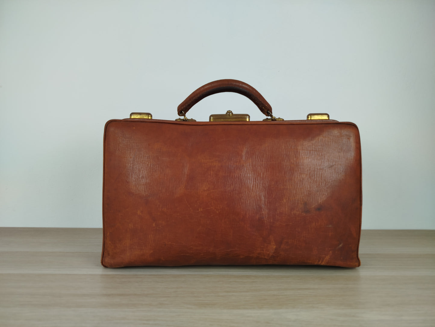 Borsone Cuoio Pelle Vintage Da Medico Marrone Vintage Epoca Da Viaggio A Mano