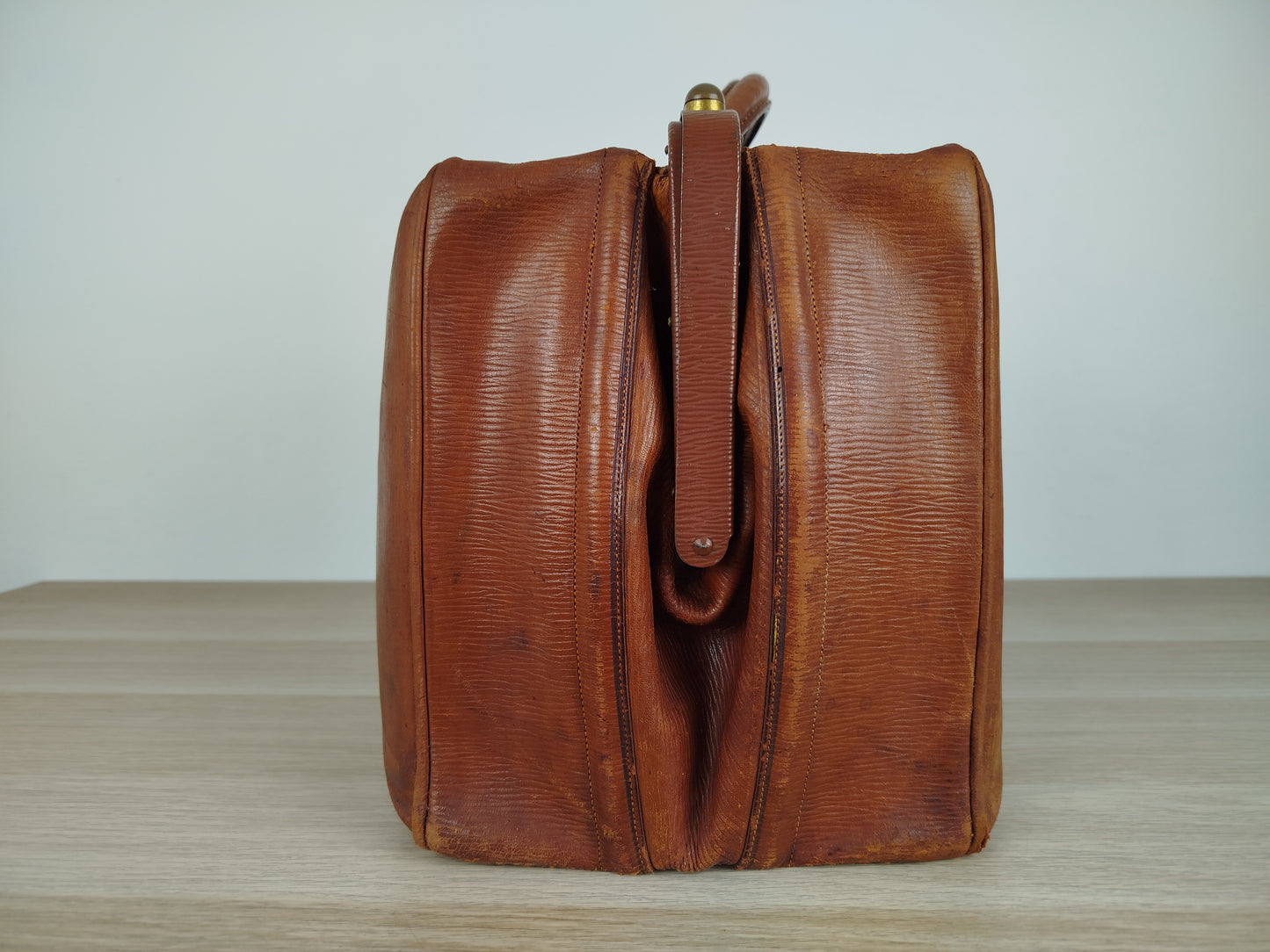 Borsone Cuoio Pelle Vintage Da Medico Marrone Vintage Epoca Da Viaggio A Mano