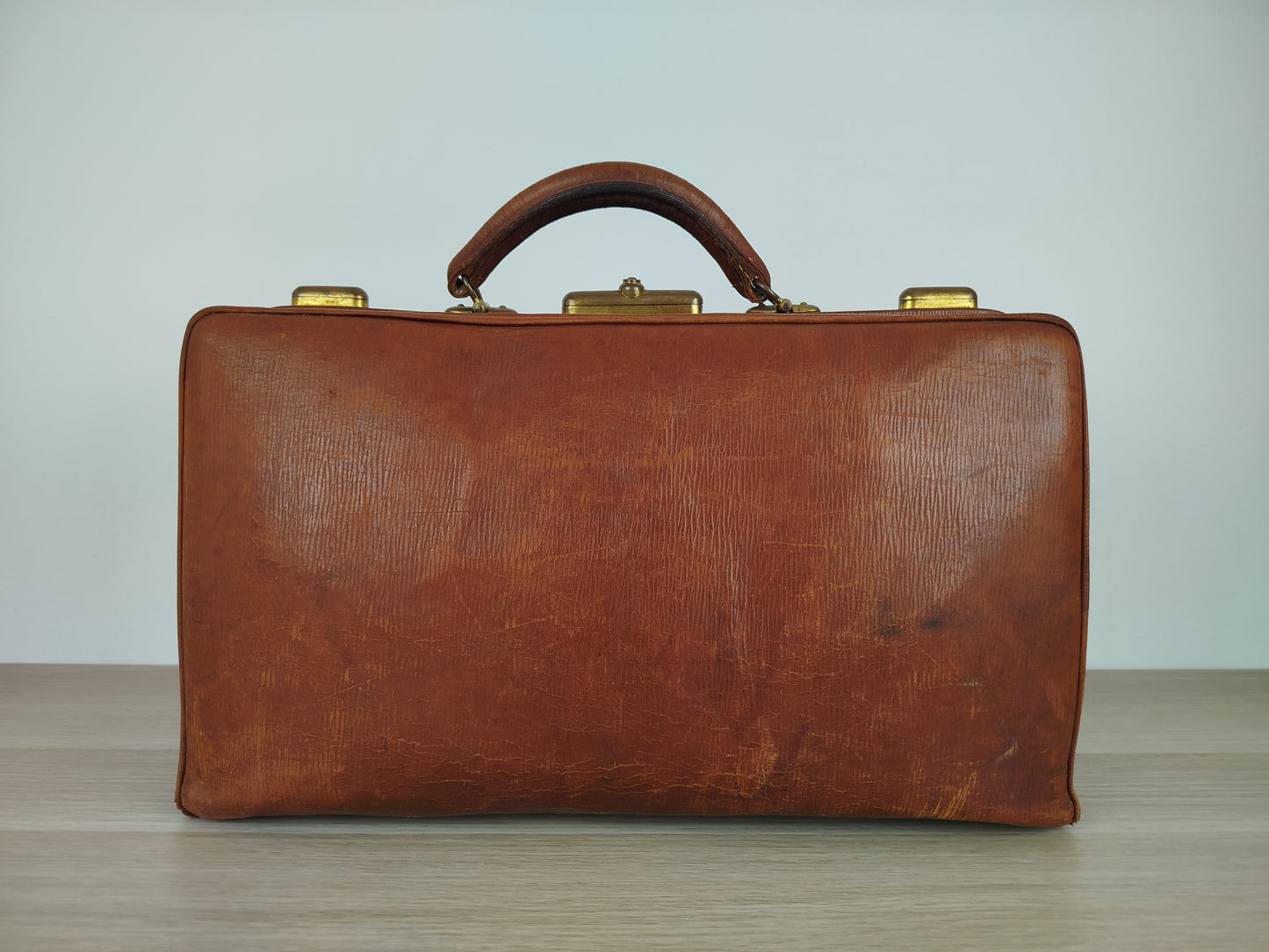 Borsone Cuoio Pelle Vintage Da Medico Marrone Vintage Epoca Da Viaggio A Mano