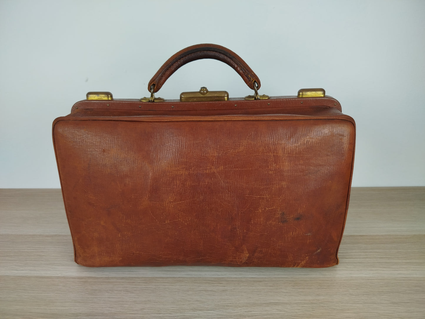 Borsone Cuoio Pelle Vintage Da Medico Marrone Vintage Epoca Da Viaggio A Mano