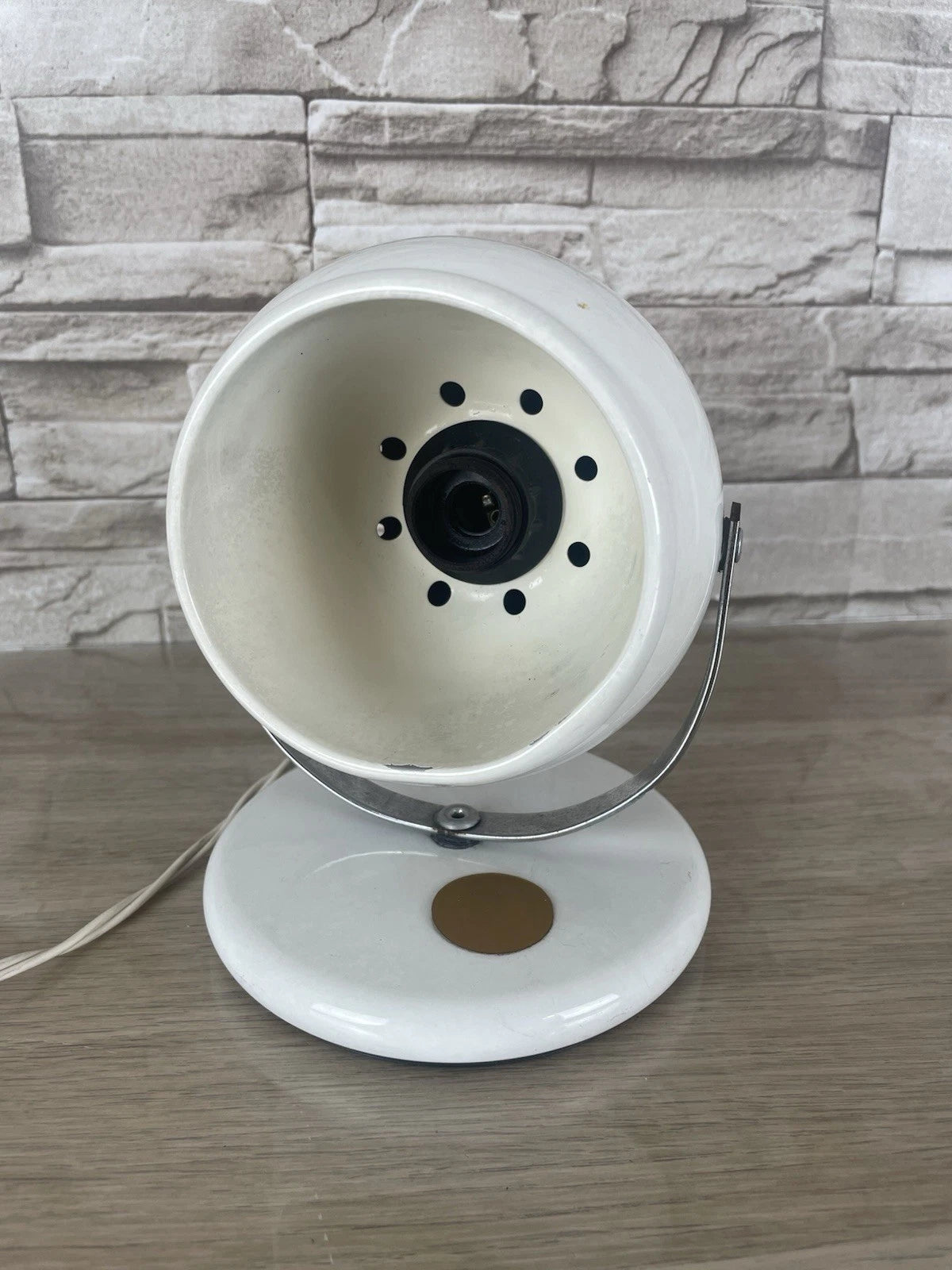 Lampada Da Tavolo Space Age Abat-jour Anni 70 Bianca Eyeball Design Con Cavo